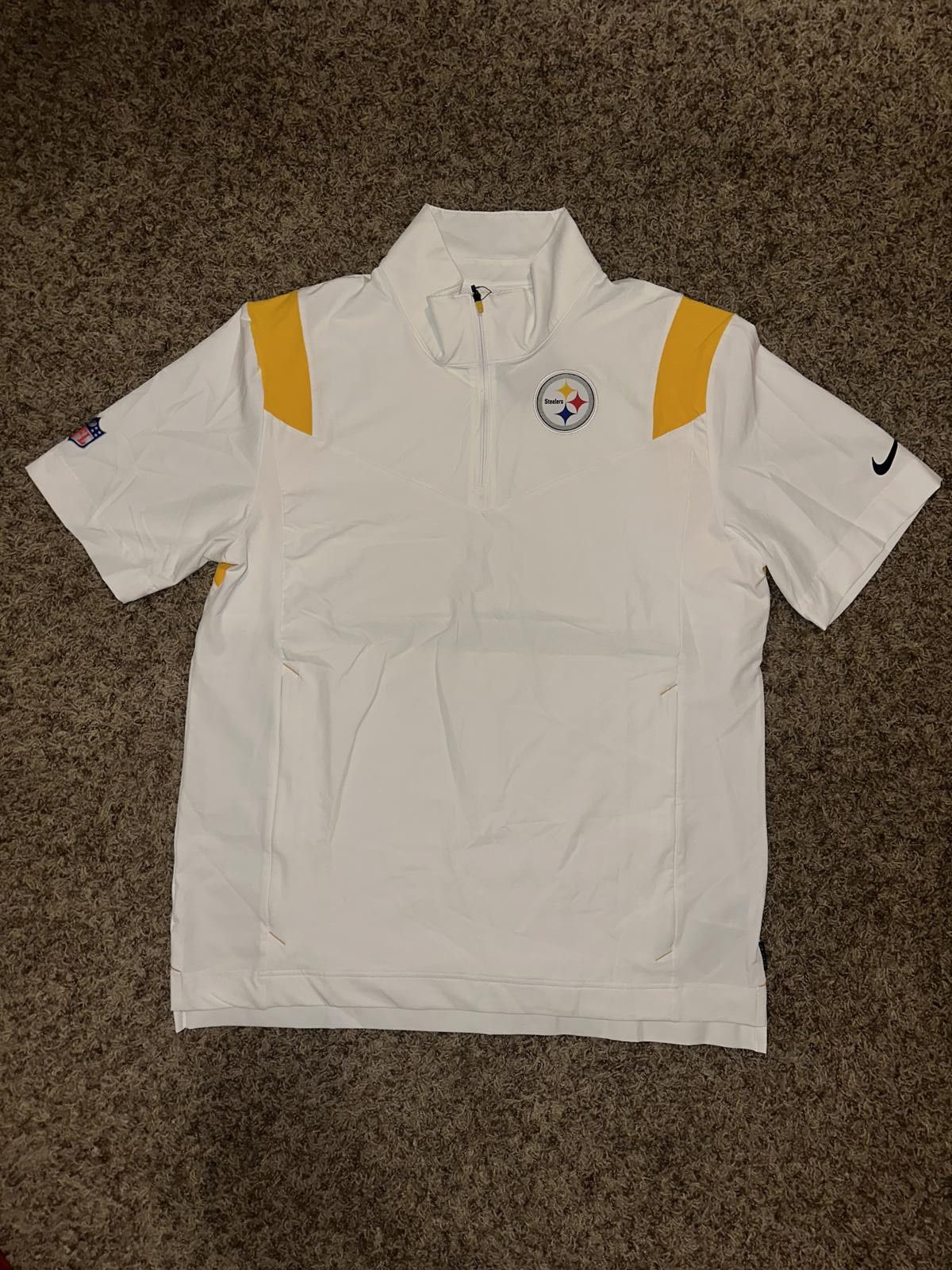 Nike Nike Men's Pittsburgh Steelers Wht Sideline Coaches Chevron Lockup Pullover Top Size US L / EU 52-54 / 3 - 1 Thumbnail