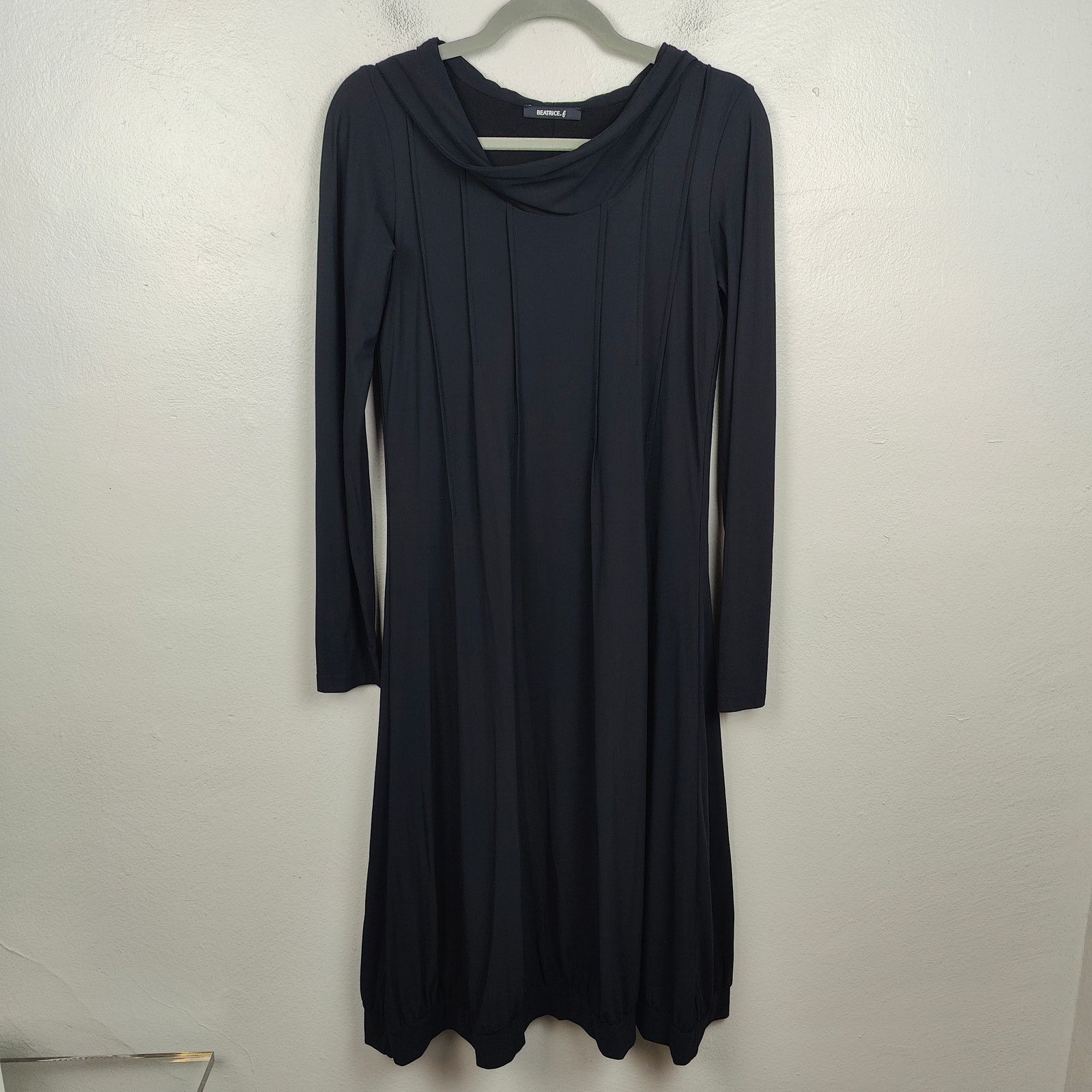 Other Beatrice B Commessa Dress Womens 8 Black Hooded Ponte Size L / US 10 / IT 46 - 1 Thumbnail