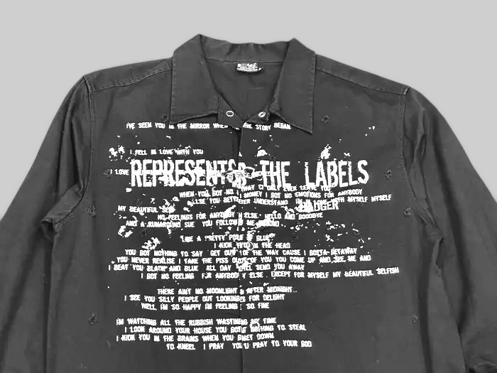 Japanese Brand Badger Anarchy Poem Seditionaries Distressed Button Up Shirt Size US L / EU 52-54 / 3 - 1 Thumbnail