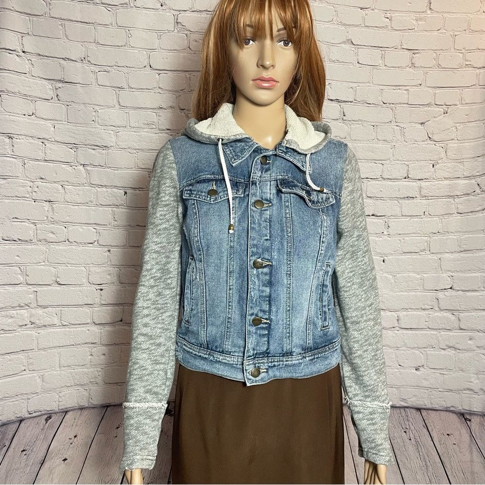 Free People Free People Denim and Knit Hoodie Jacket Size S Size S / US 4 / IT 40 - 3 Thumbnail