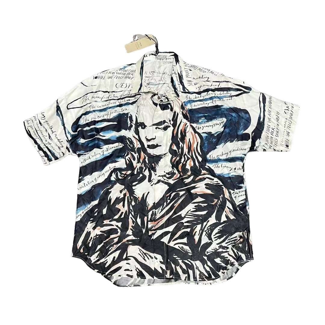 専用 DIOR 19AW RAYMOND PETTIBON SILK SHIRT Dior Raymond Pettibon Collab Mona Lisa Print Silk Shirt | Grailed