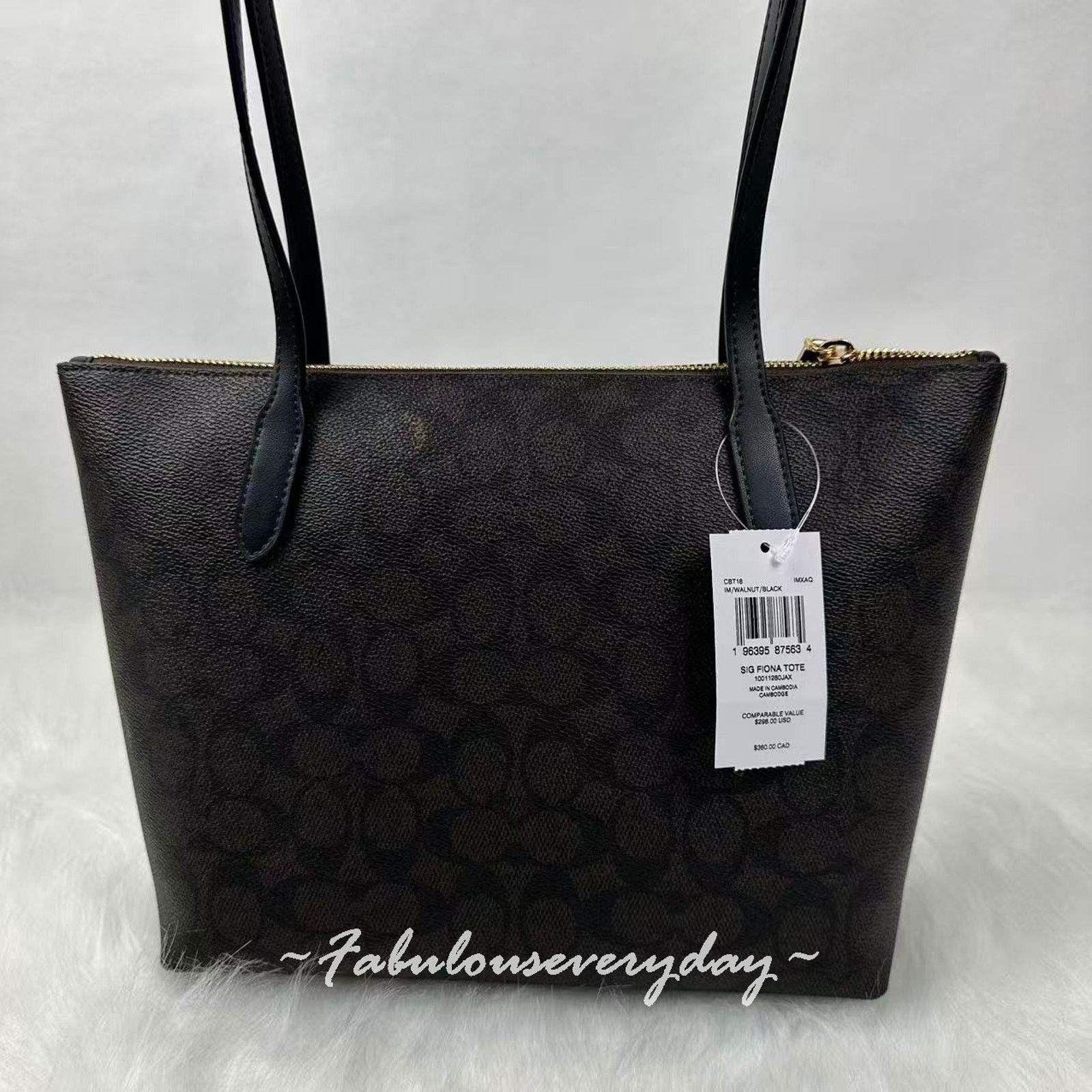 Coach Coach Fiona Zip Tote Signature Canvas/Gold/Walnut/Black Size ONE SIZE - 4 Thumbnail