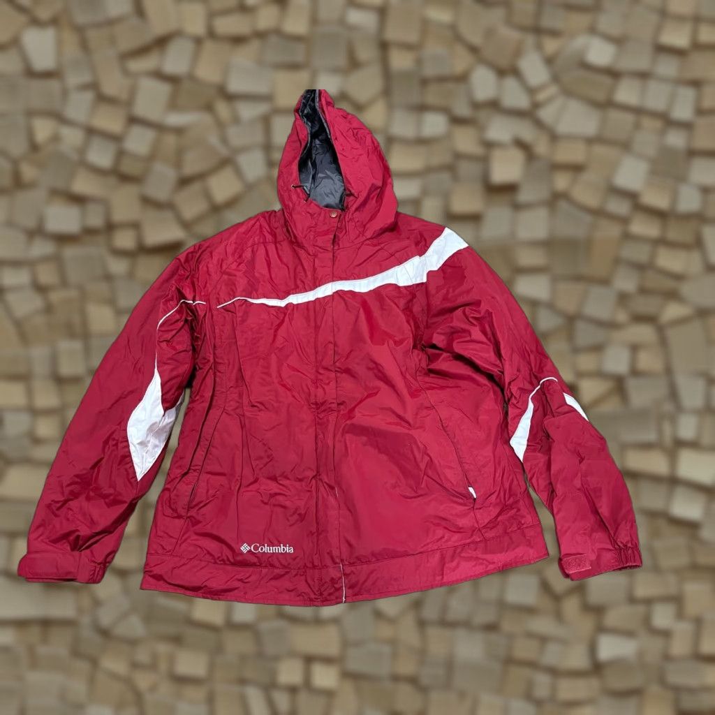 Vintage Columbia Jacket Womens XL Red White Full Zip Windbreaker Shirt? Size XL / US 12-14 / IT 48-50 - 1 Thumbnail