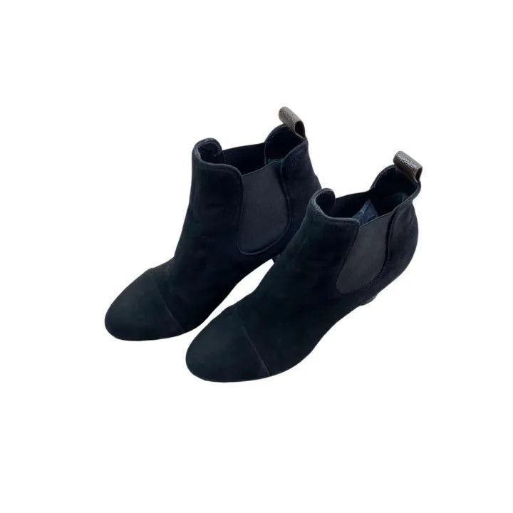 Louis Vuitton Louis Vuitton Black Suede High Heel Ankle Boots 0079 Size US 7 / IT 37 - 1 Thumbnail