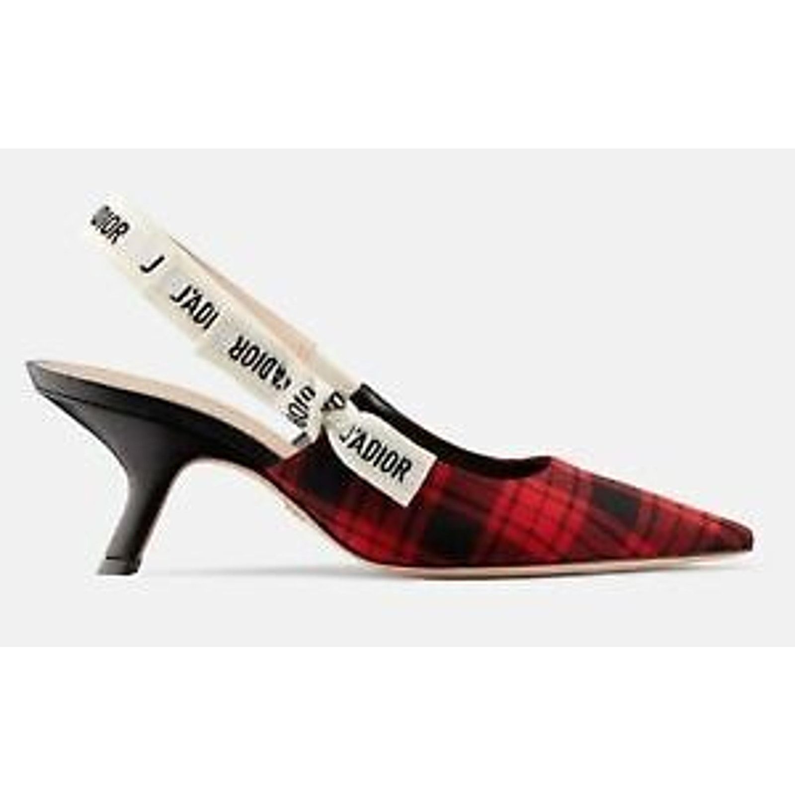 J'adior Jadior Check Slingback Sling Sandal Heel Pump 37