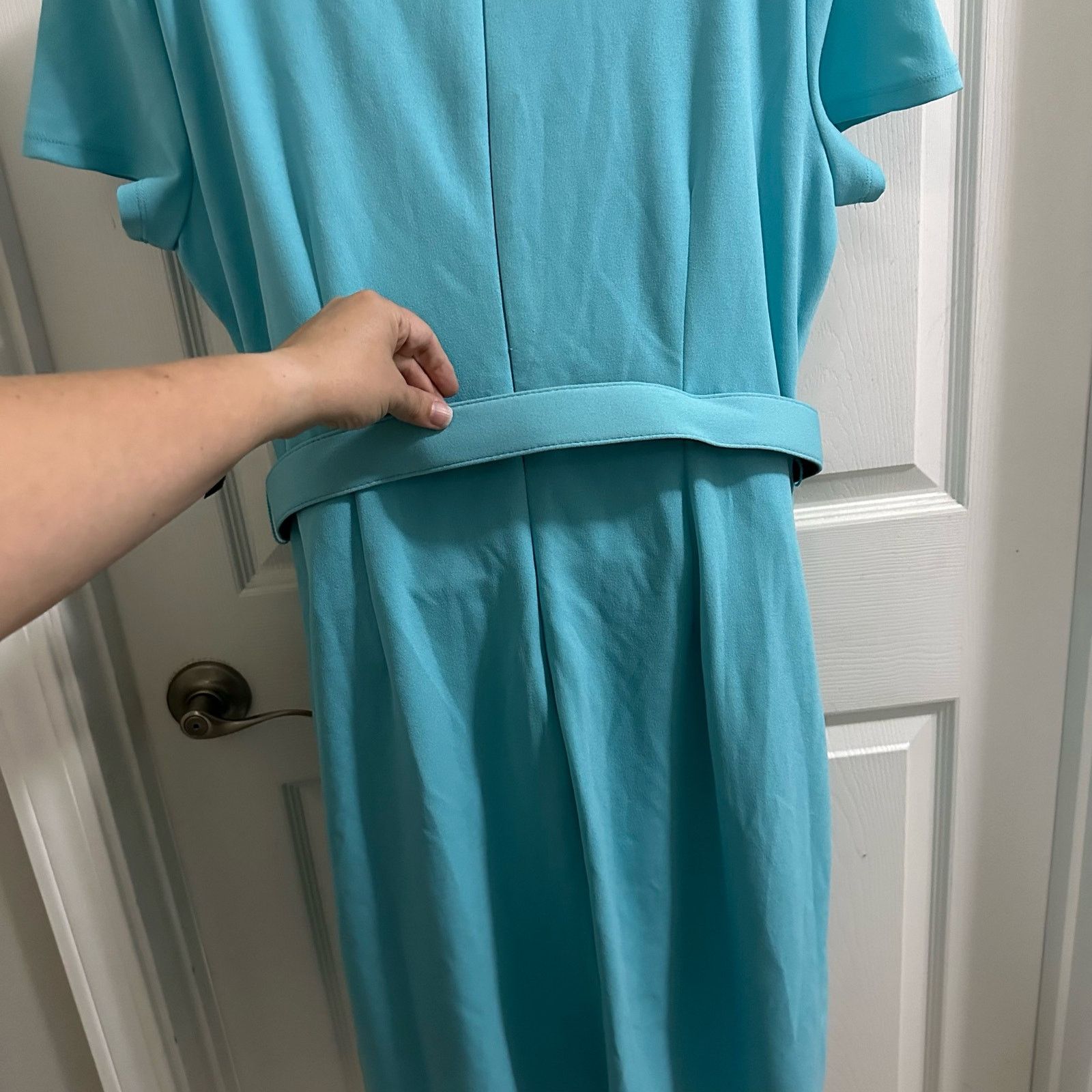 Other New York & Company Dress Turquoise Blue X-Large Belted NWT Size XL / US 12-14 / IT 48-50 - 4 Thumbnail