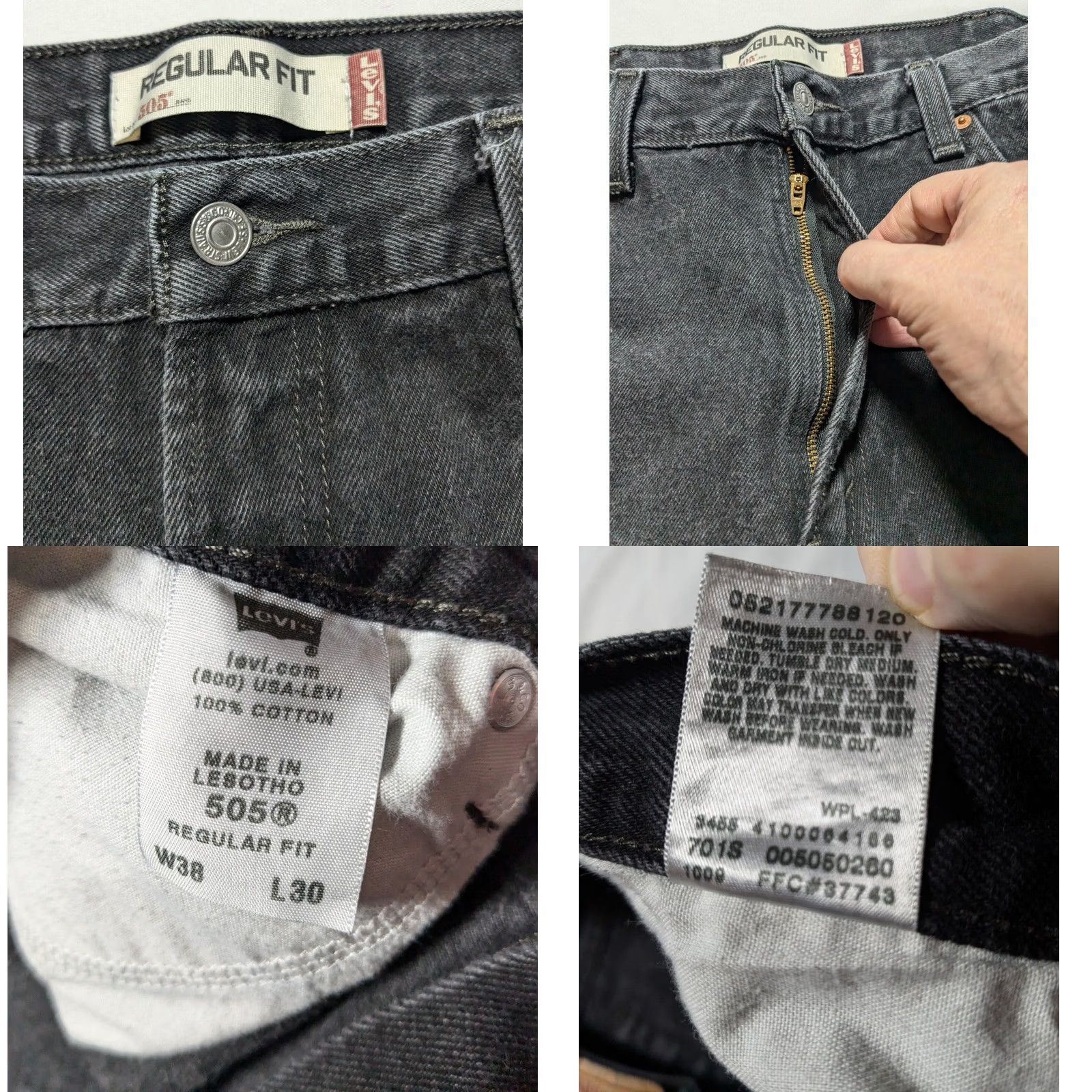 Levi's VTG Levi's 505 Regular Jeans Men 38x30 Black Denim Jeans Regular Fit Slim Straight 90s Fans Mens Size US 38 / EU 54 - 8 Thumbnail