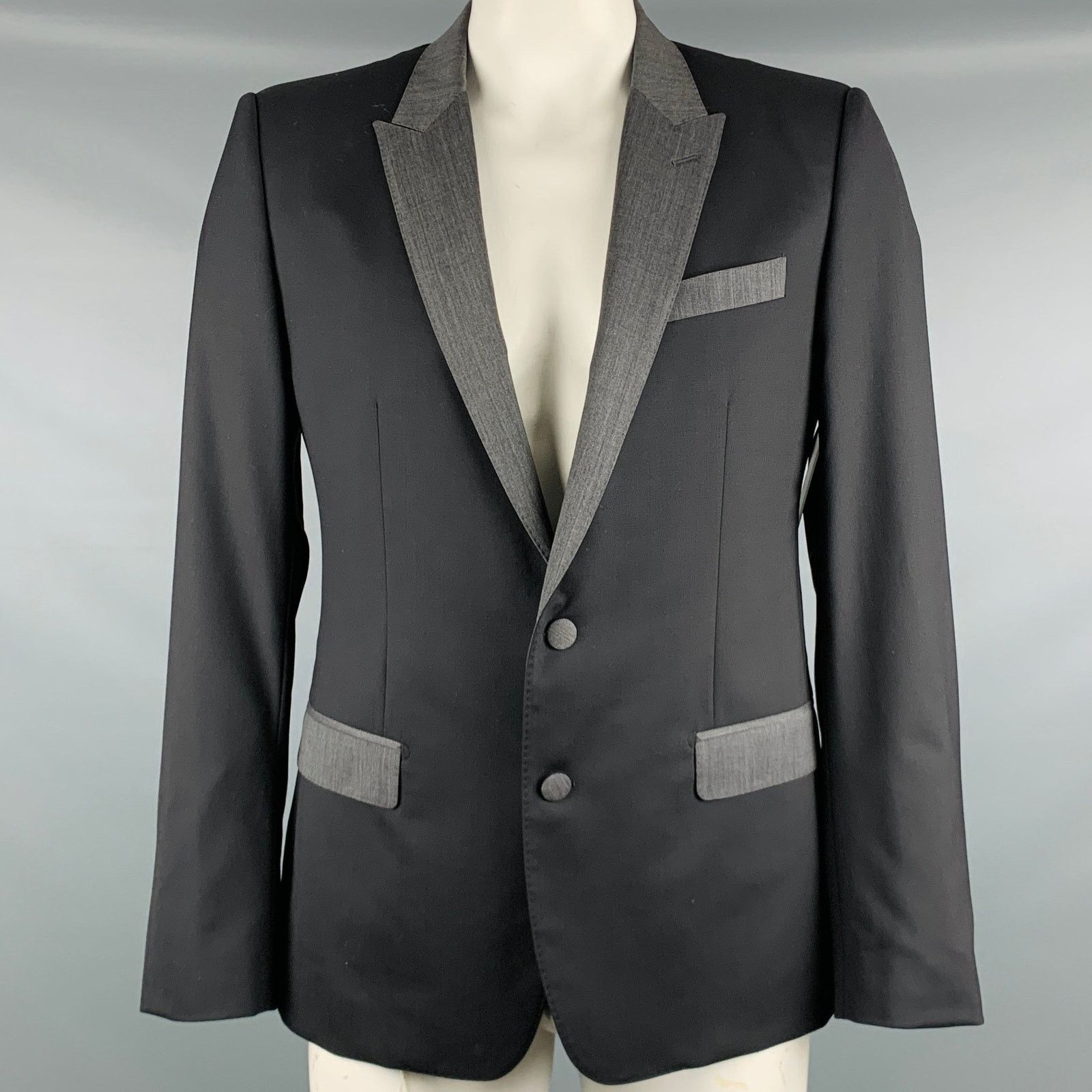 Dolce & Gabbana DOLCE & GABBANA Size 42 Black Grey Wool Blend Sport Coat Size 42R - 1 Thumbnail
