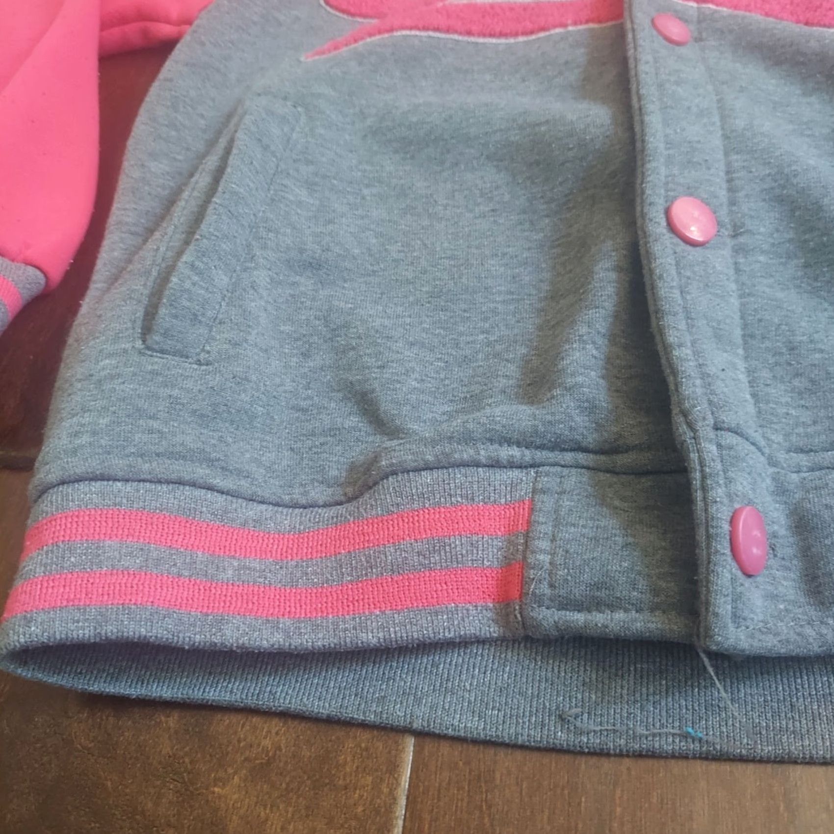 Vintage VINTAGE MJ Collection Women's Varsity Jacket Hoodie Long Zip 14 Pink Gray 90s School Size XL / US 12-14 / IT 48-50 - 6 Thumbnail