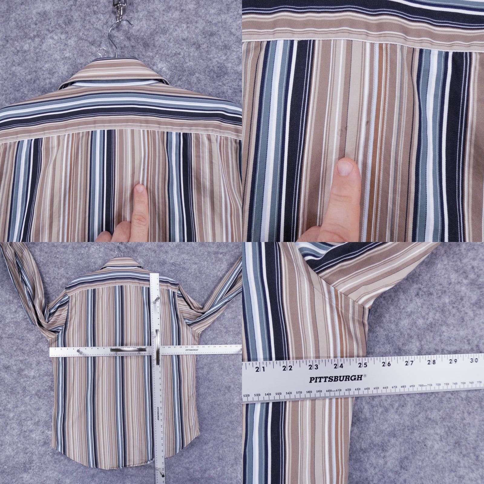 Vintage Thomas Dean Shirt Mens Extra Large Button Up Long Sleeve Beige Blue Striped Size US XL / EU 56 / 4 - 8 Thumbnail