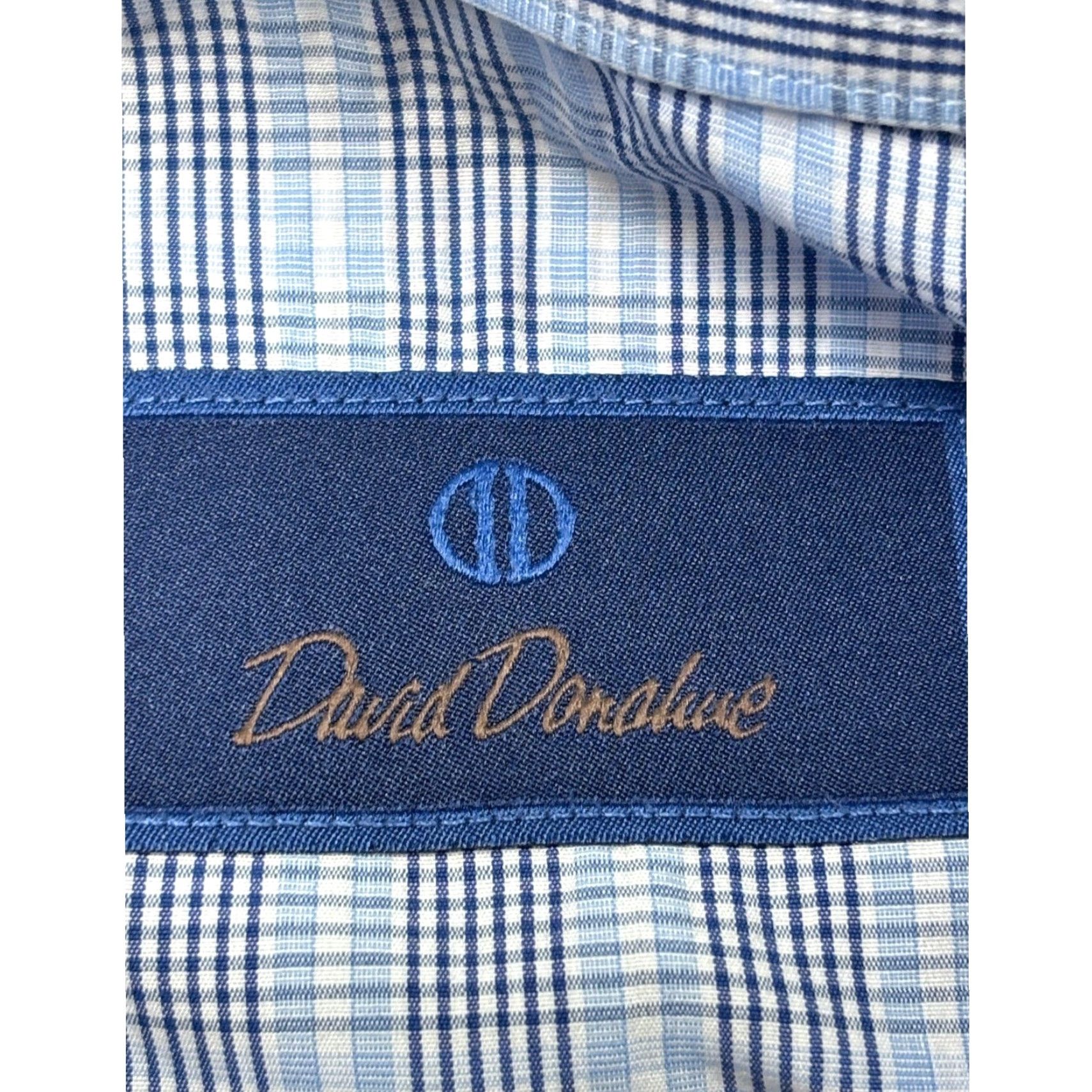 David Donahue David Donahue Shirt Dress Plaid Blue White Button Down Men 16.5 36 37 Cotton Long Sleeve Collar Point Business Casual Mens Size 40R - 4 Thumbnail
