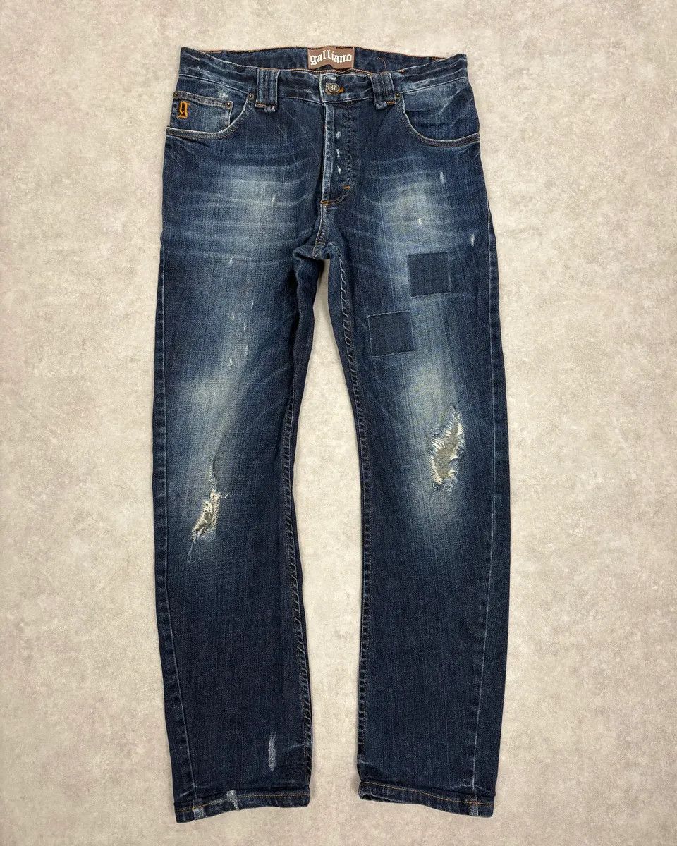John Galliano 2010s John Galliano Blue Rebel Distressed Denim Jeans Size US 31 - 4 Thumbnail