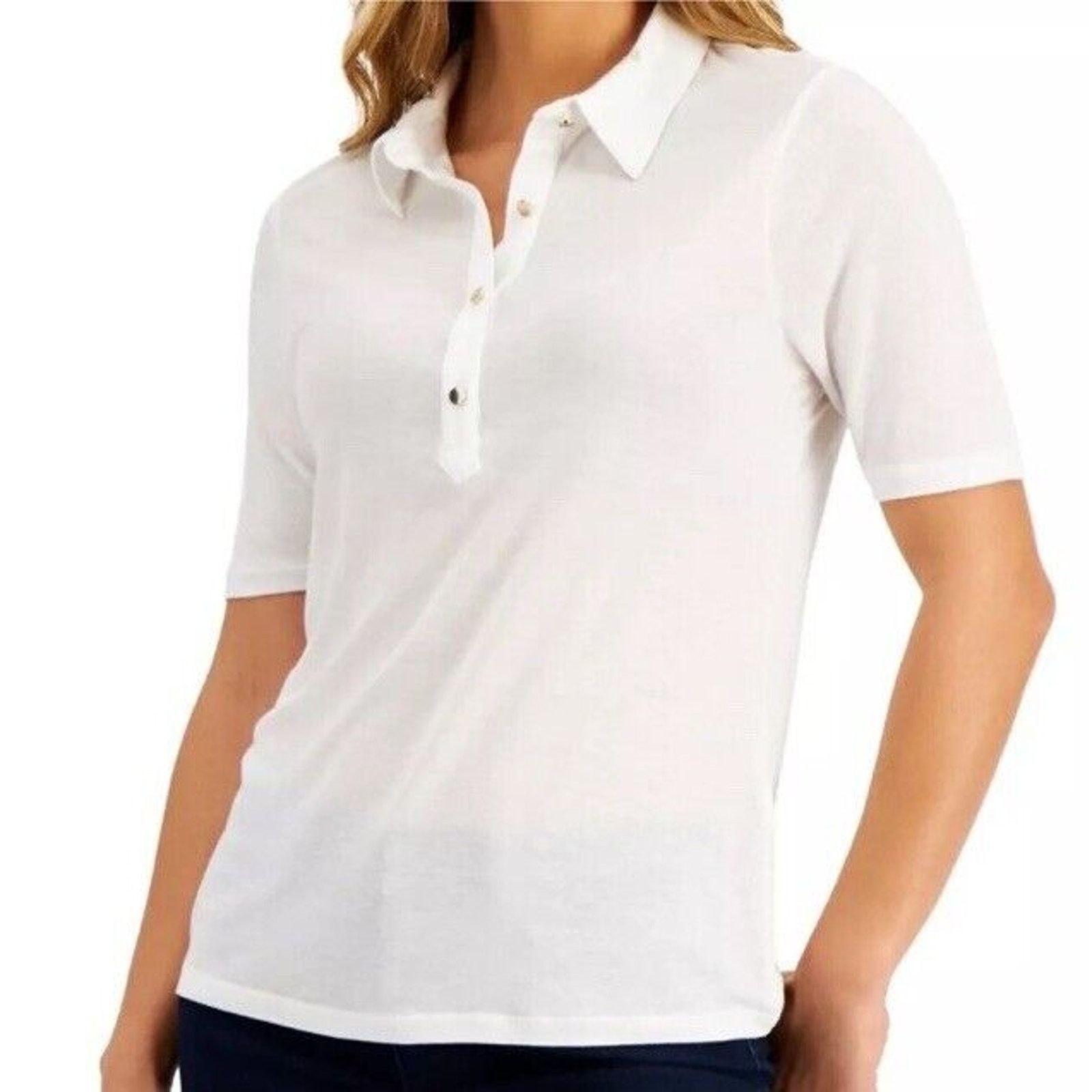 Other Charter Club | Women's Polo White with Gold Buttons PXL Size XL / US 12-14 / IT 48-50 - 2 Thumbnail