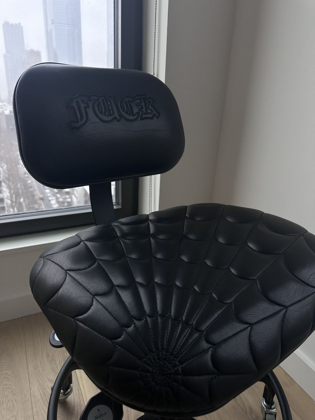 Chrome Hearts CHROME HEARTS ‘ FUCK ‘ & WEB LEATHER CHAIR ! Size ONE SIZE - 13 Thumbnail