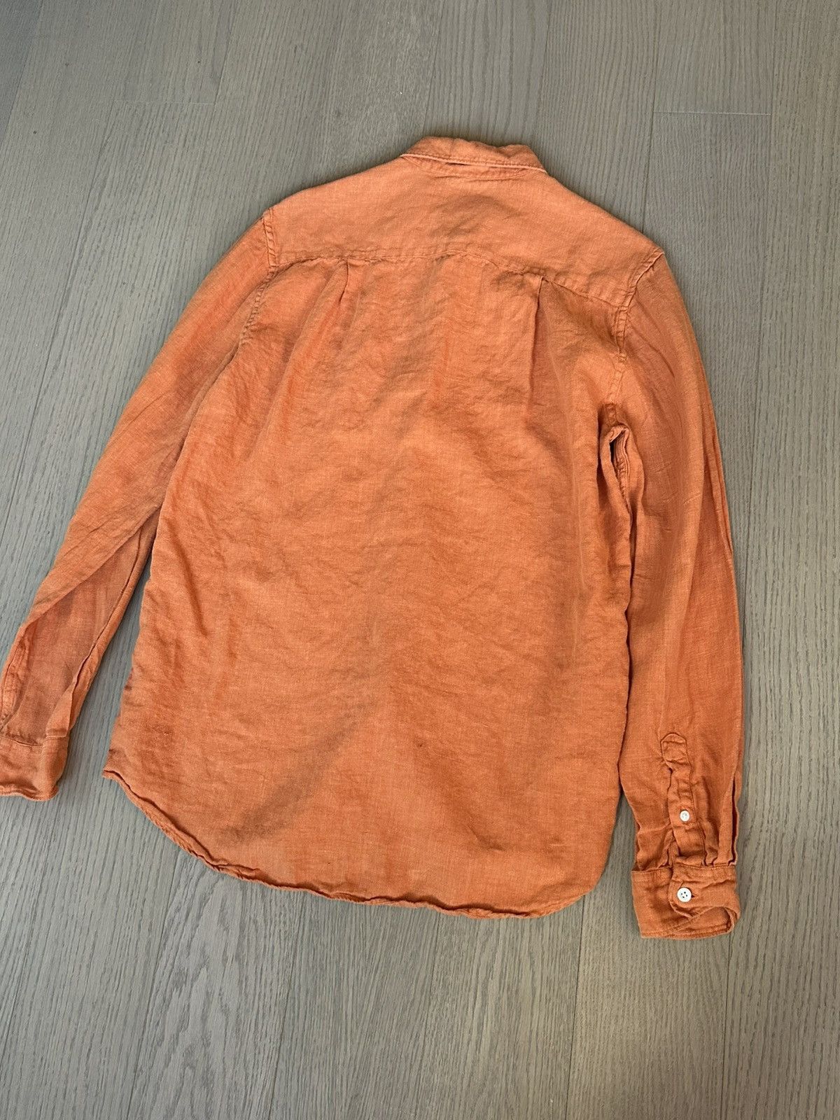A Day's March Orange Linen Button Up Shirt Size US M / EU 48-50 / 2 - 2 Thumbnail