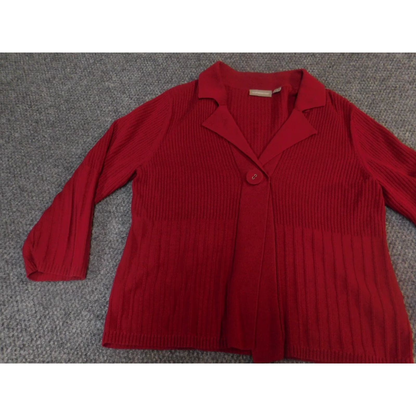 Croft & Barrow Croft & Barrow Womens Cardigan Sweater Medium Red Knit Mock Neck Zip Long Sleeve Cable-Knit Size M / US 6-8 / IT 42-44 - 3 Thumbnail