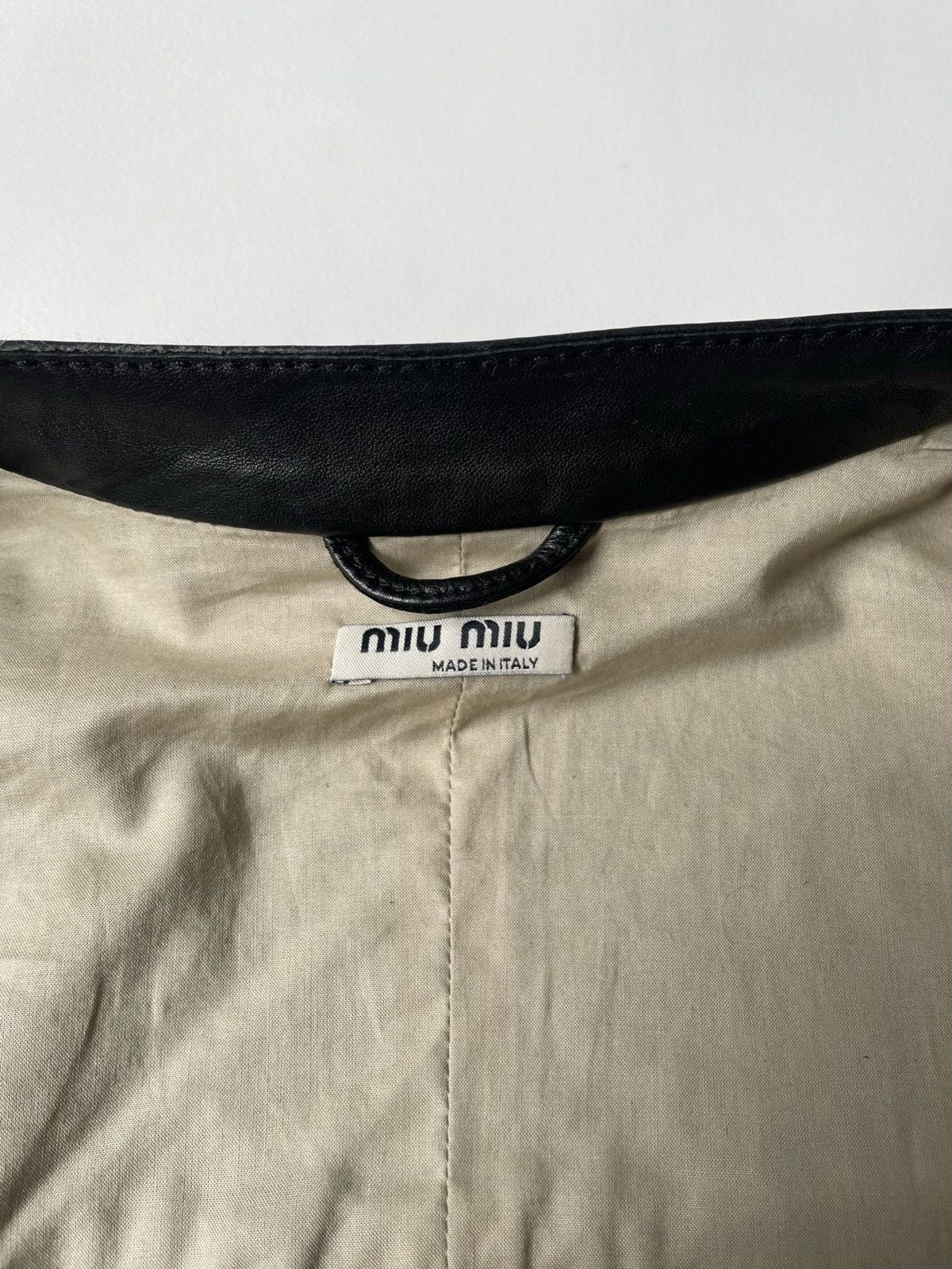 Miu Miu Mid 2000s Black Leather Moto Jacket Size S / US 4 / IT 40 - 12 Thumbnail