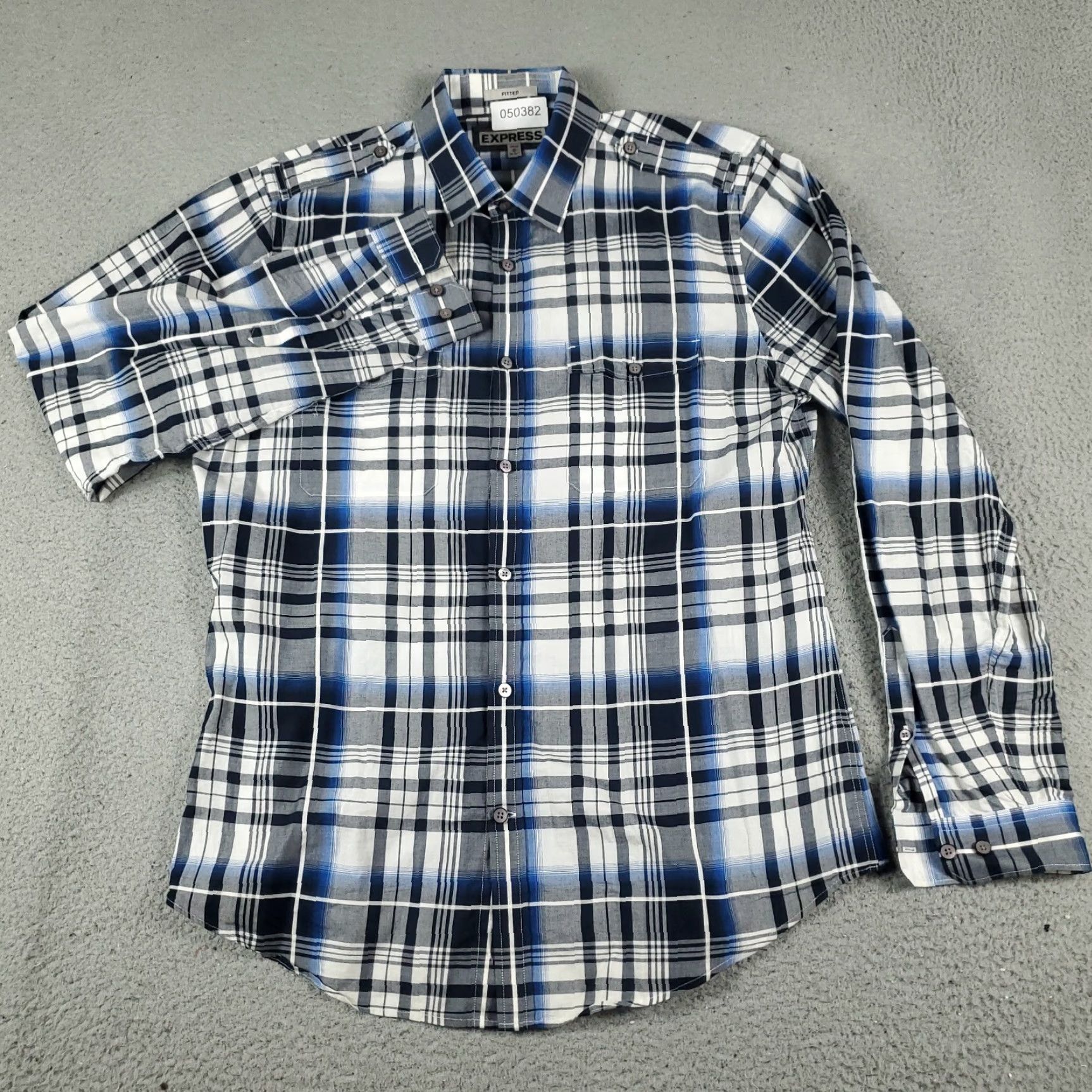 Express VINTAGE Express Shirt Mens Size Medium Blue Plaid Fitted Button Up Long Sleeve Size US M / EU 48-50 / 2 - 2 Thumbnail