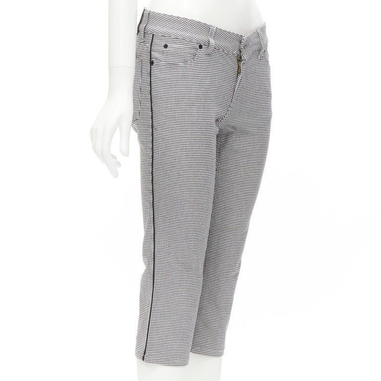 Gucci GUCCI Y2K black houndstooth knee length cropped pants IT38 Size 26" / US 2 / IT 38 - 1 Thumbnail