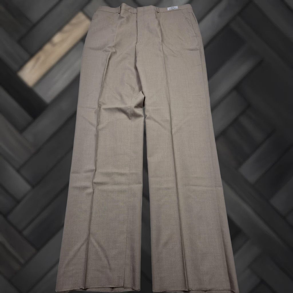 Essentials Asher Essentials Dress Pants Mens 40x36 Beige Wool Super 100 Unhemmed Flat Front Slim/Classic Front Size US 40 / EU 56 - 1 Thumbnail