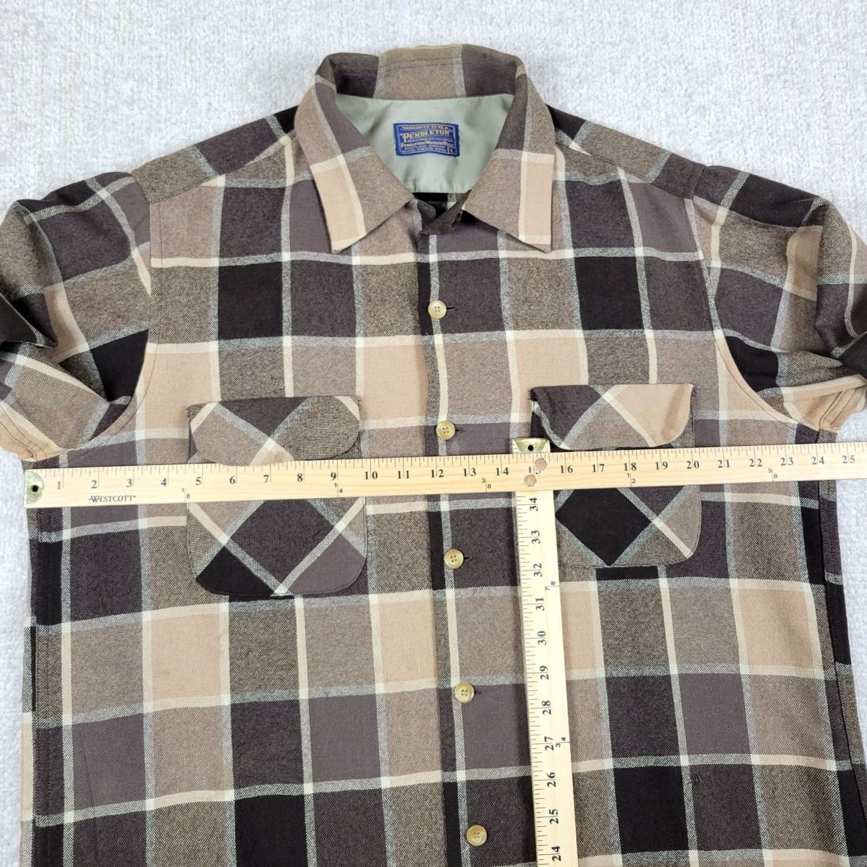 Pendleton VINTAGE Pendleton Board Shirt Adult L Multicolor Tartan Plaid Wool Button-Up Long Sleeve USA Mens Leather Elbow Patch Size US L / EU 52-54 / 3 - 4 Thumbnail