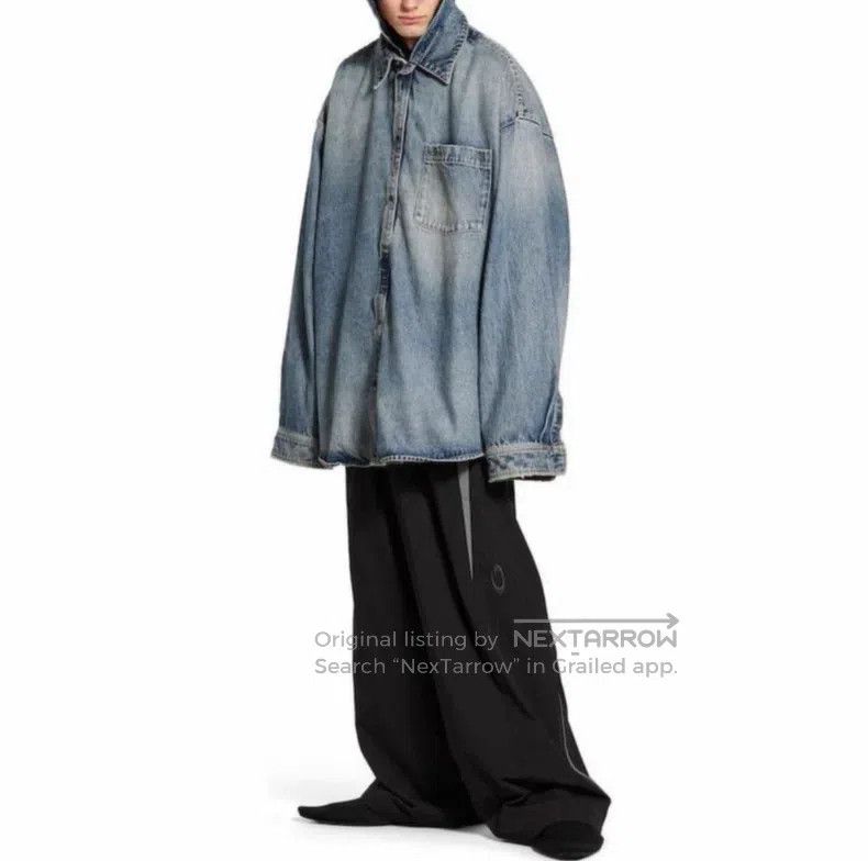 Balenciaga Balenciaga Hooded Distressed Denim Parka with Buttons Size US S / EU 44-46 / 1 - 7 Thumbnail