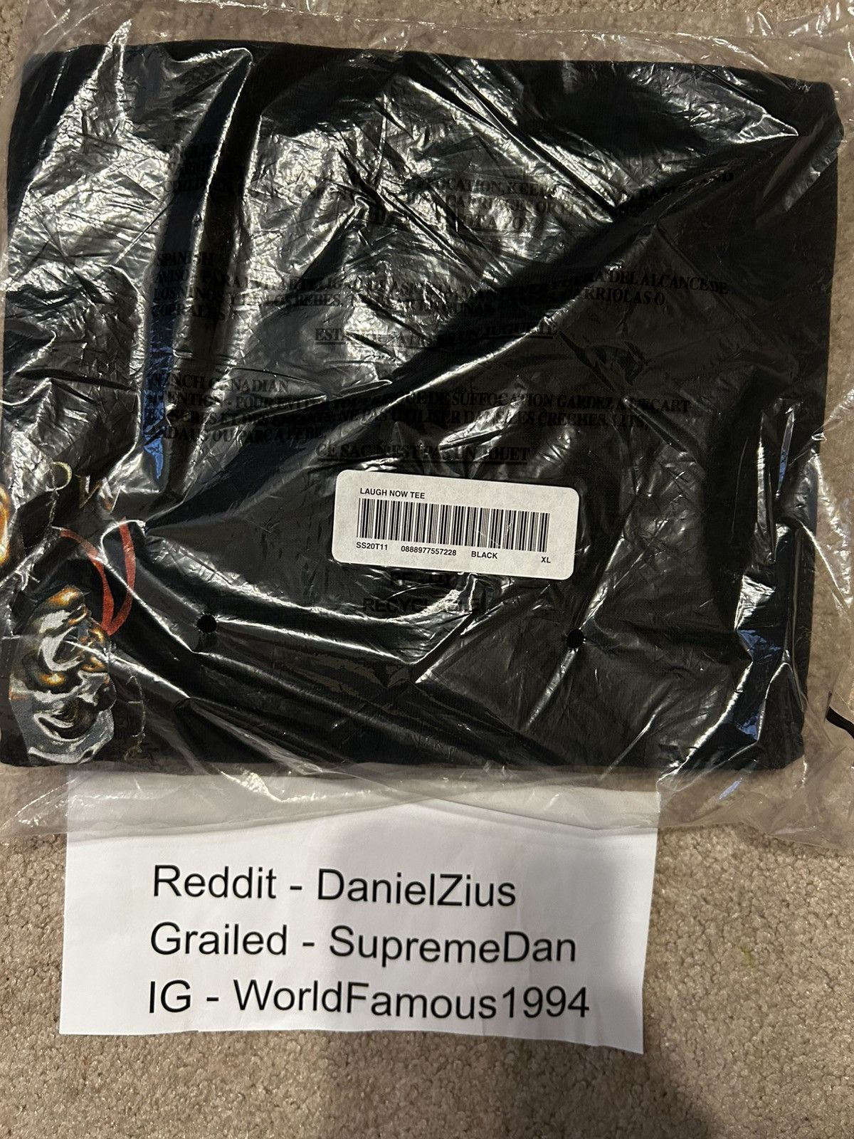 Supreme Supreme Laugh Now Tee 'Black' Size US XL / EU 56 / 4 - 3 Thumbnail