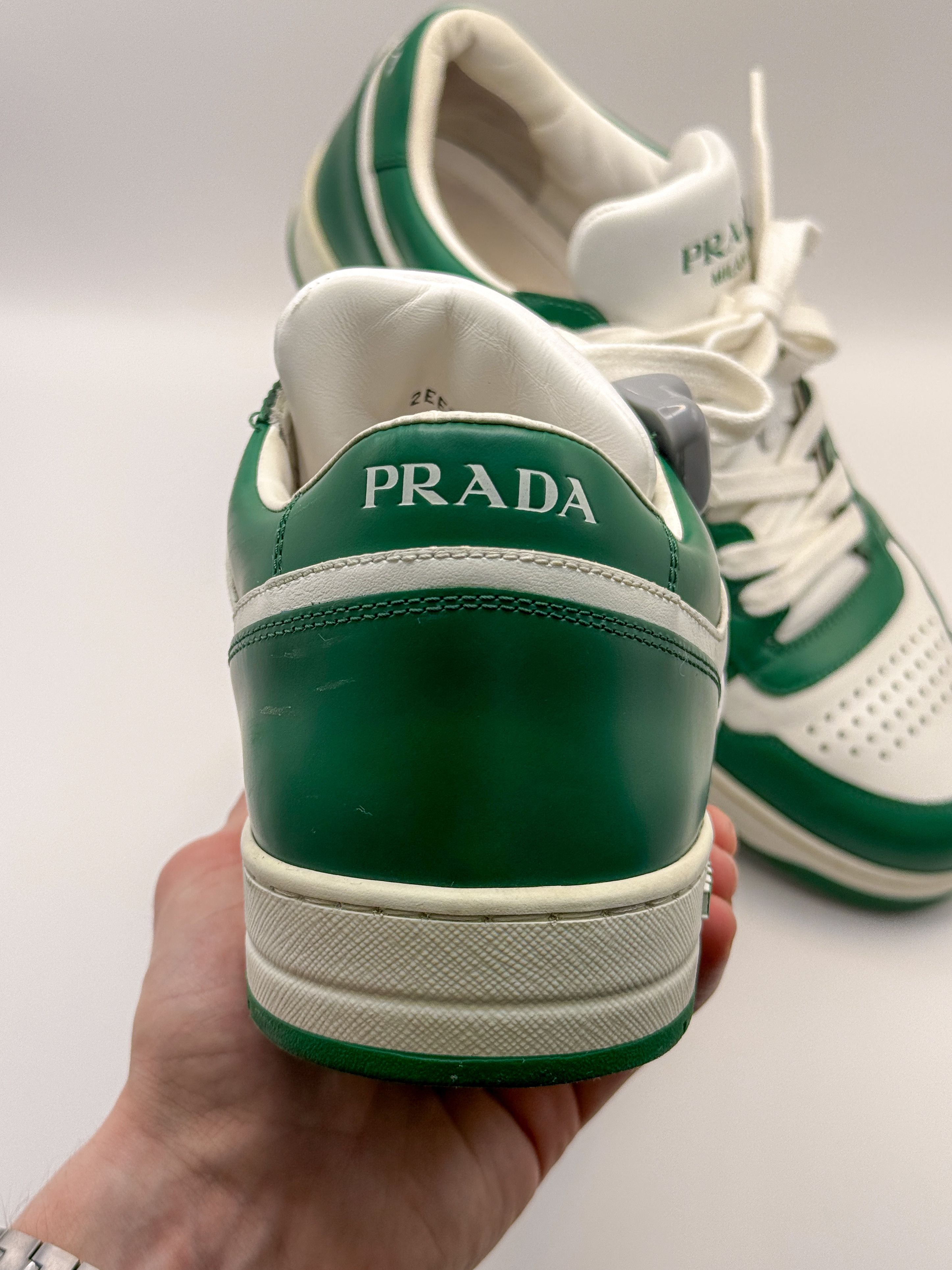 Prada Prada Downtown Sneakers Shoes White/Green Leather Size US 9 / EU 42 - 10 Thumbnail