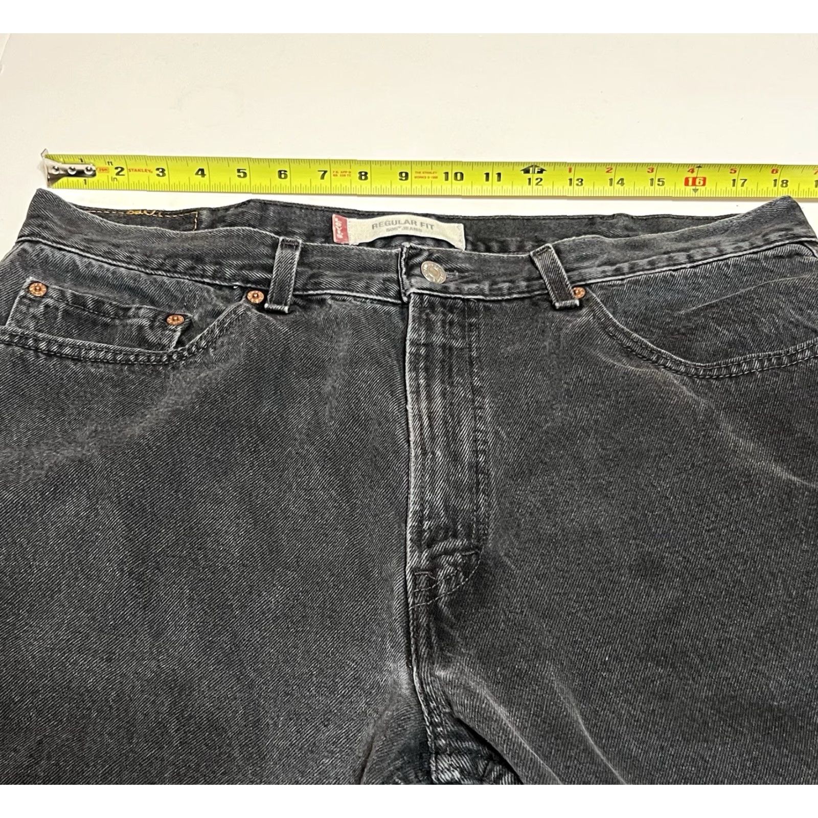Levi's Levi's 505 Jeans Mens Regular Straight 36x30 Black Distressed Y2K USA 5-Pocket Denim 30 In Inseam Zip Button Closure Store Listing Size US 36 / EU 52 - 3 Thumbnail
