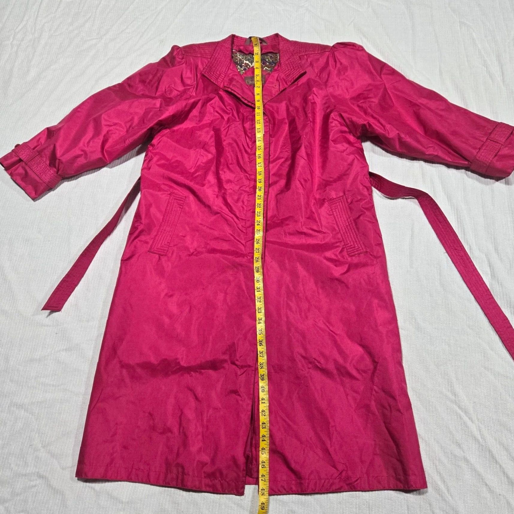 Worthington VINTAGE Worthington Coat Trench Coat Overcoat Nylon Pink 14 Women 80s 90s Rainwear Mid-Length, Long Sleeve, Solid, Regular Fit Size XL / US 12-14 / IT 48-50 - 7 Thumbnail