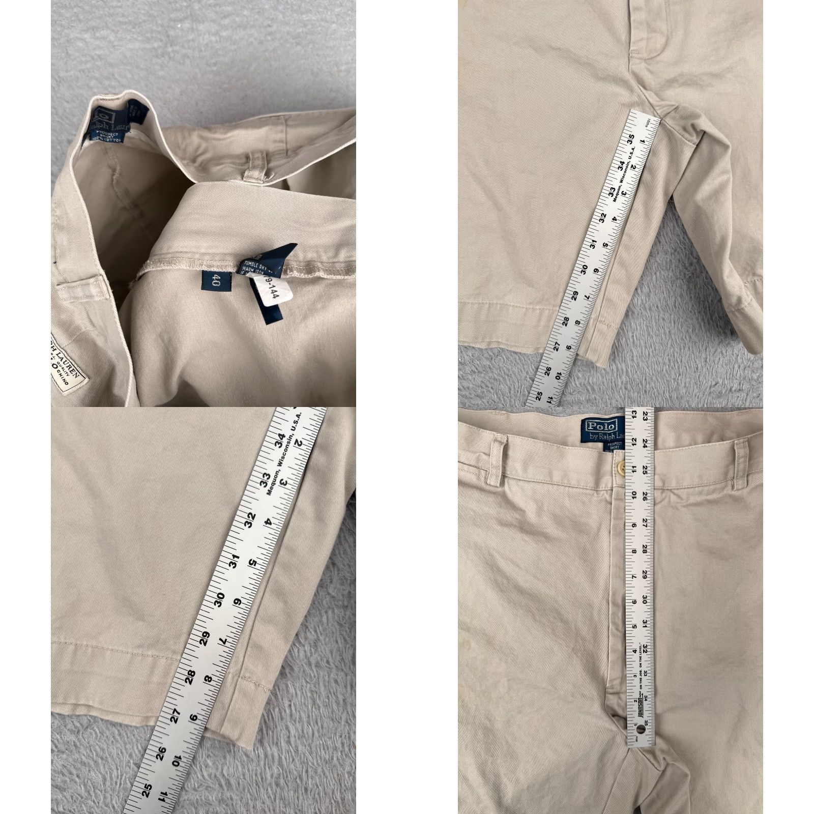 Polo Ralph Lauren Polo Ralph Lauren Shorts Men 40 Beige Classic Chino Zip Fly Cotton 9" Inseam 9" Casual Workwear Pocket Pockets Cargo Flat Front Medium Beige Mens Size US L / EU 52-54 / 3 - 8 Thumbnail