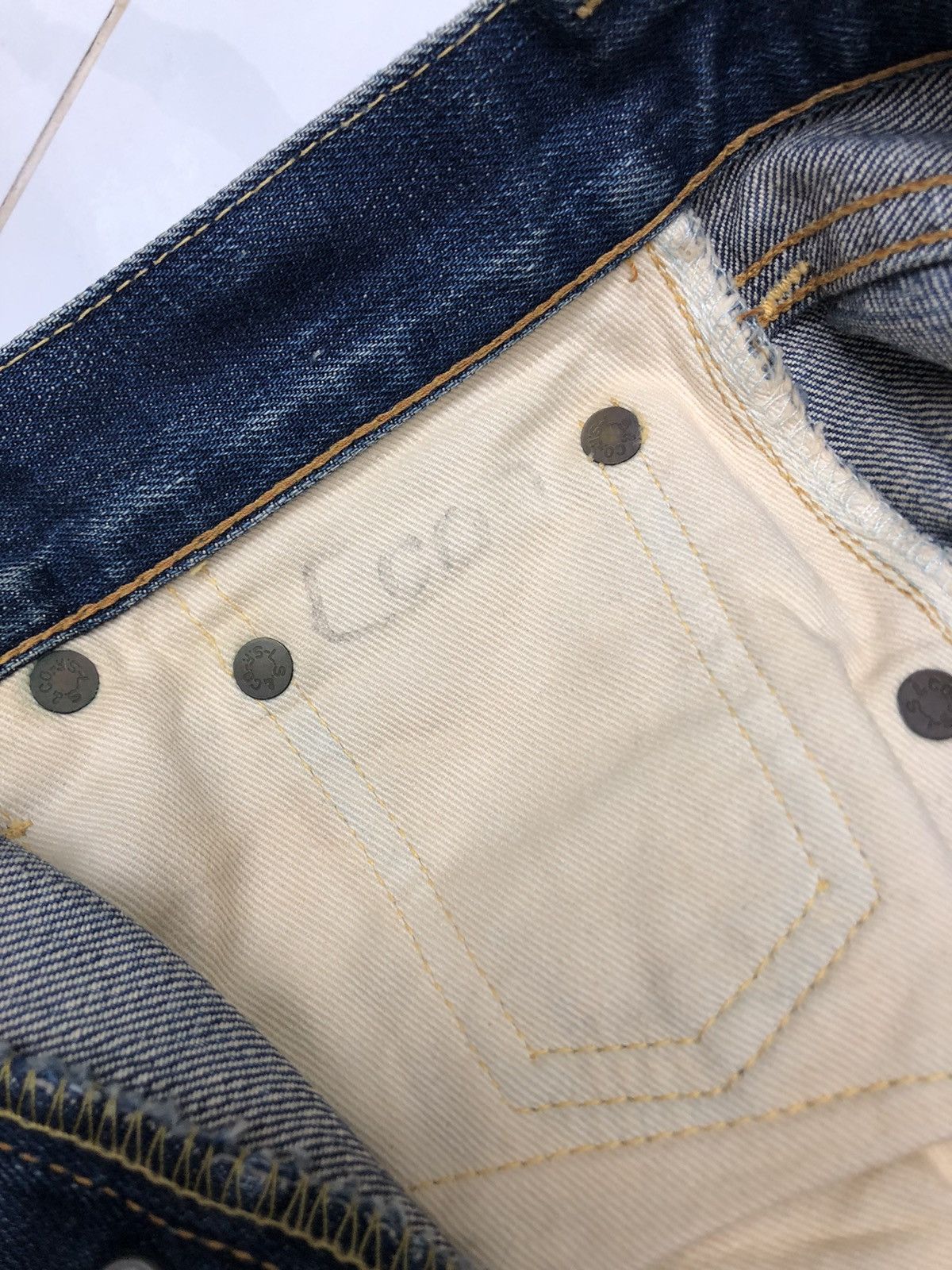 Kapital 🔥LEVIS 501 BIG E SELVEDGE DISTRESS DENIM JEANS Size US 29 - 20 Thumbnail
