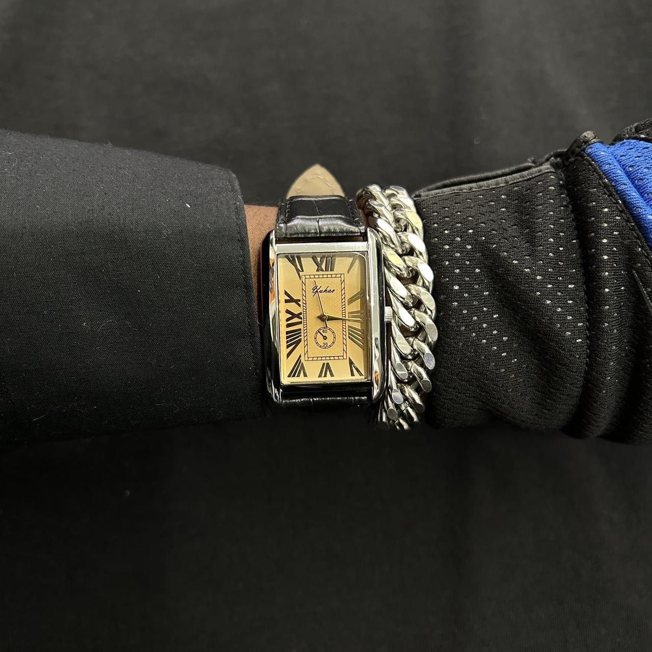 Vintage Vintage 2000s Style Black Rectangular Quartz Leather Watch Size ONE SIZE - 3 Thumbnail