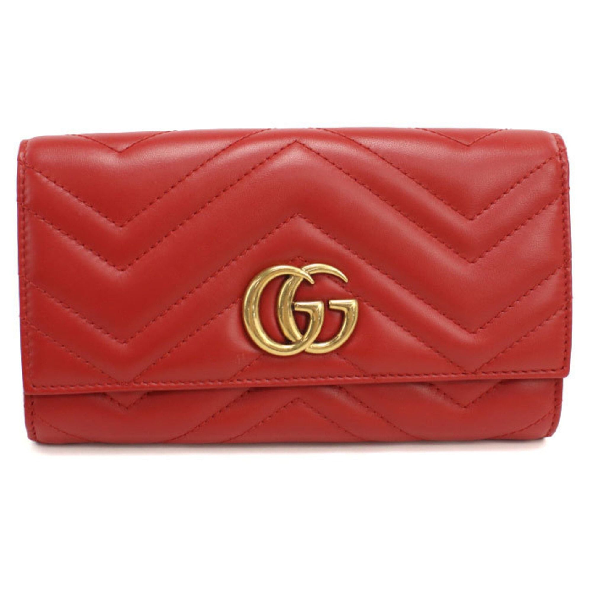 Gucci GUCCI Continental Wallet, Bi-fold, 443436, Double G, Women's, Red Size ONE SIZE - 1 Thumbnail