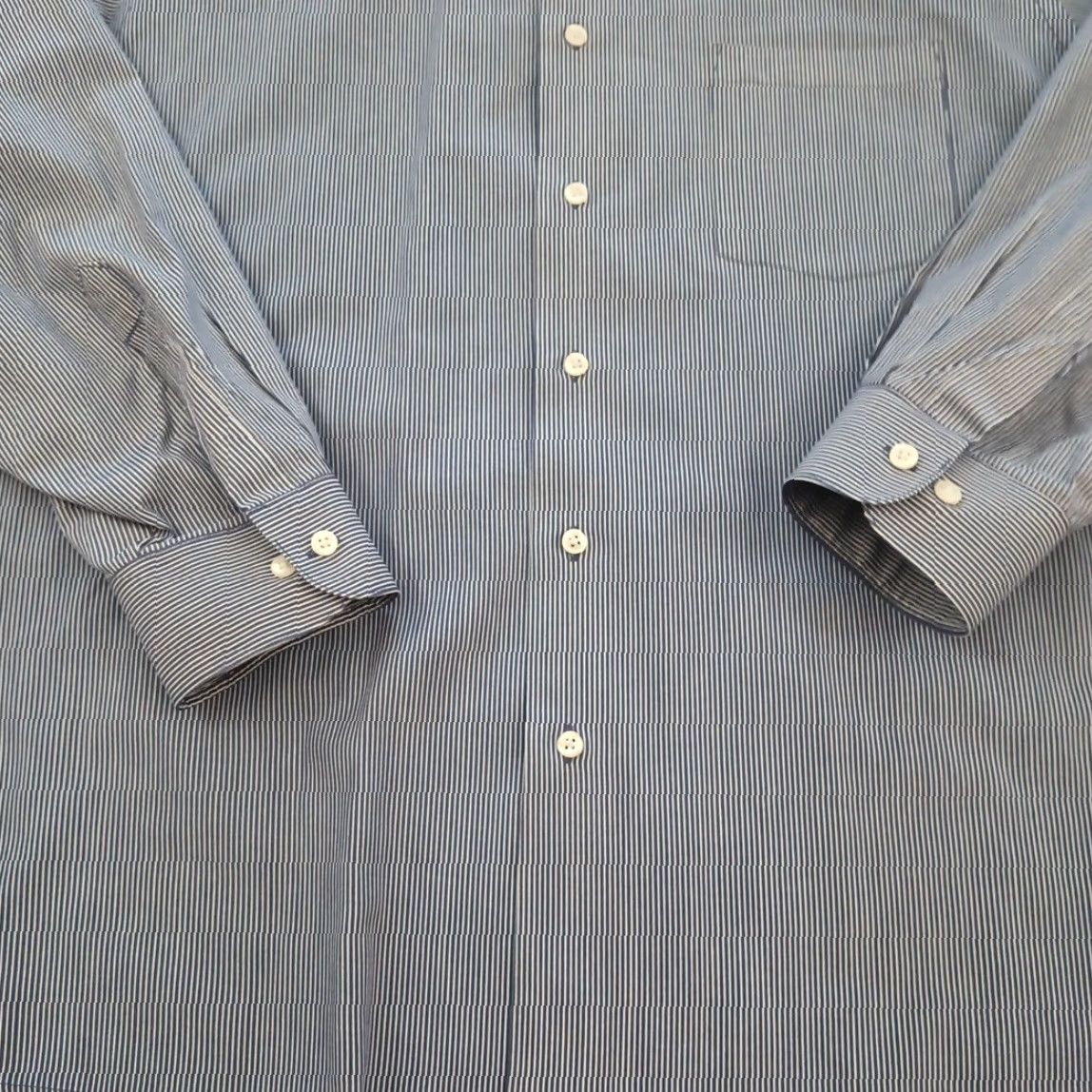 Van Heusen Van Heusen Shirt Mens XL Blue Striped Long Sleeve Button-Up Cotton Blend Size US XL / EU 56 / 4 - 4 Thumbnail
