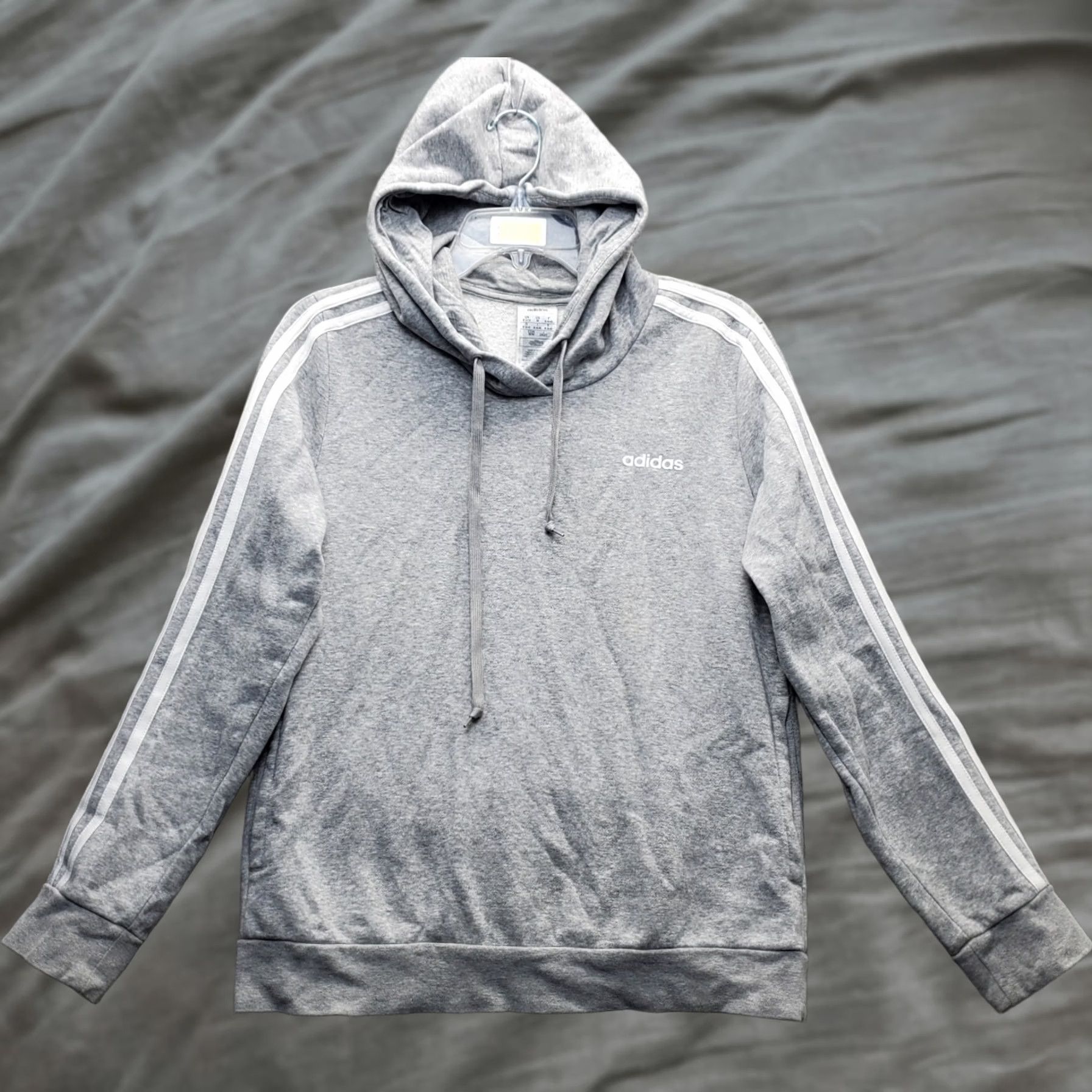 Adidas Adidas Hoodie Womens Size M Gray 2 Stripes Fleece Lined Long Sleeve Pullover Logo Size M / US 6-8 / IT 42-44 - 1 Thumbnail