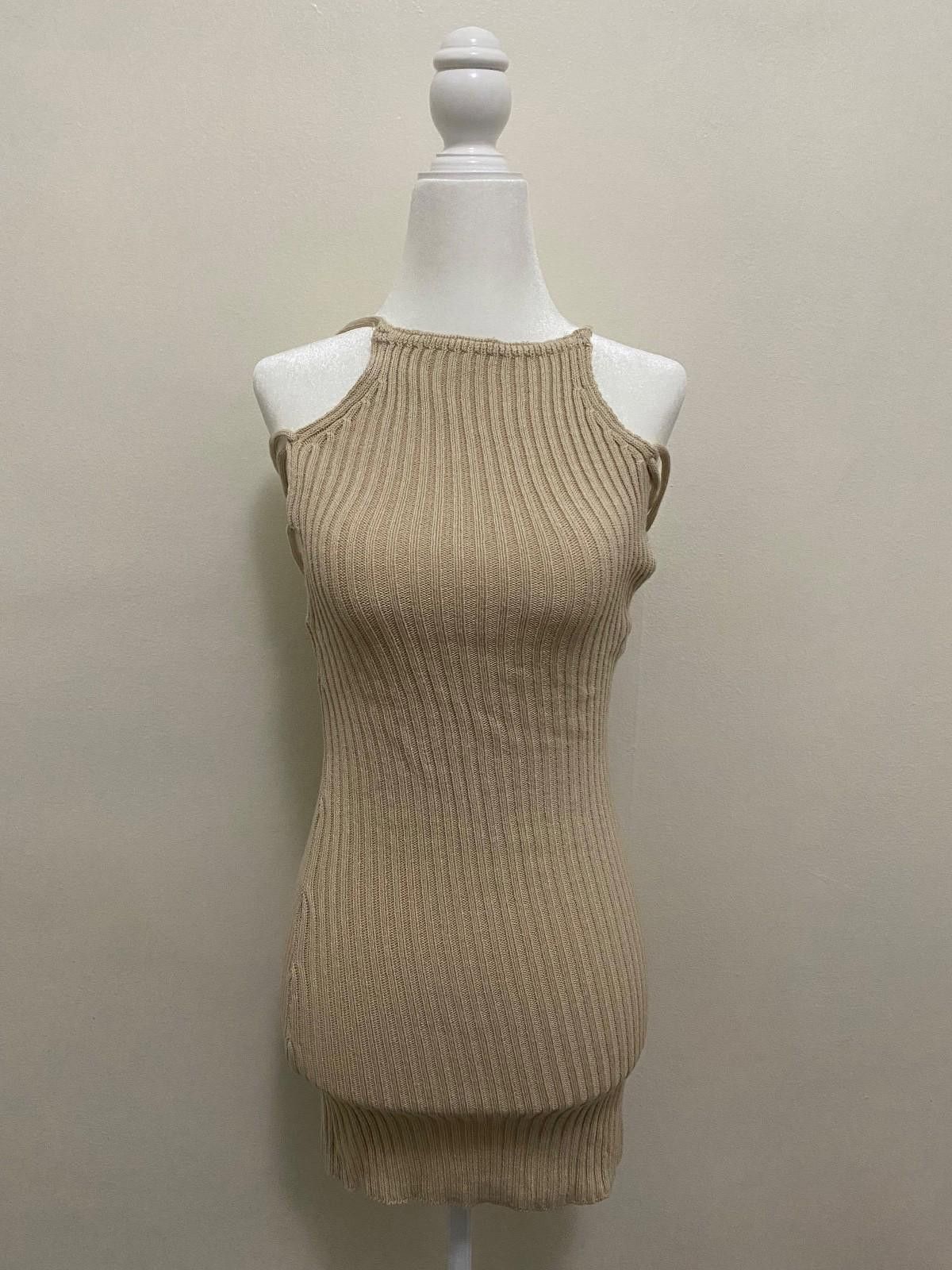Bershka BERSHKA Lace-Up Back Crochet Knit Mini Dress (X-SMALL) Size XS / US 0-2 / IT 36-38 - 5 Thumbnail