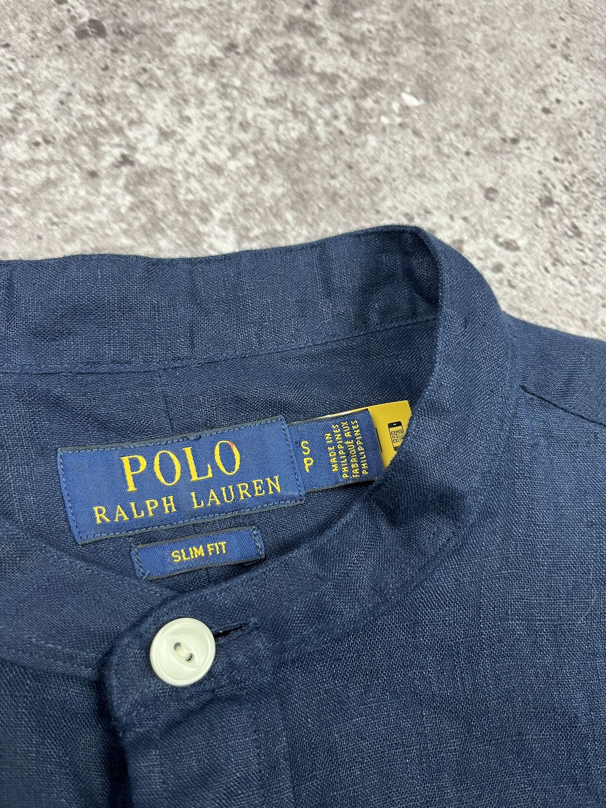 Polo Ralph Lauren Ralph Lauren Linen Shirt Navy Blue Band Collar Slim Fit S Size US S / EU 44-46 / 1 - 5 Thumbnail