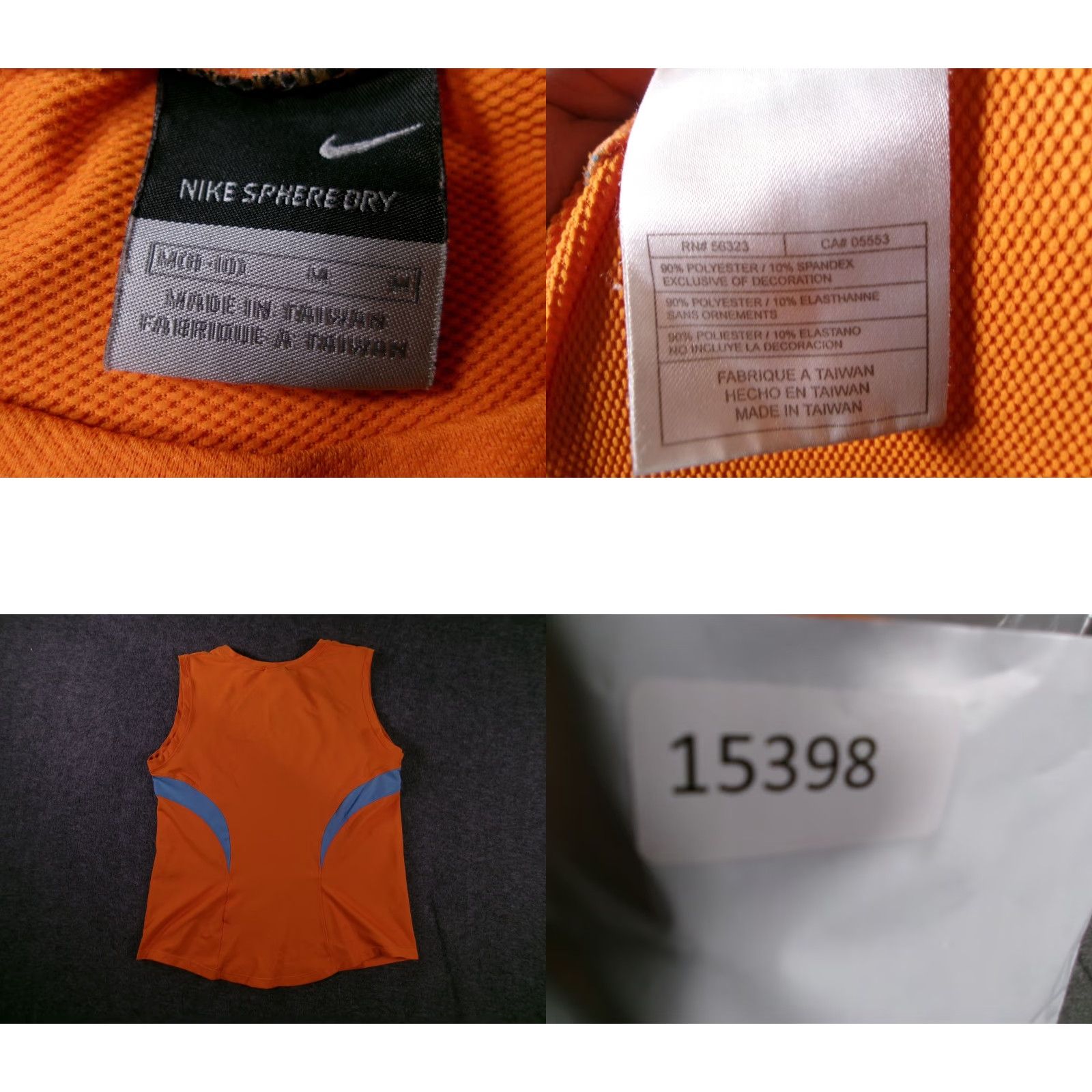 Nike Nike SphereDry Tank Top Womens M Orange Sleeveless Running Athletic Shirt Size M / US 6-8 / IT 42-44 - 8 Thumbnail