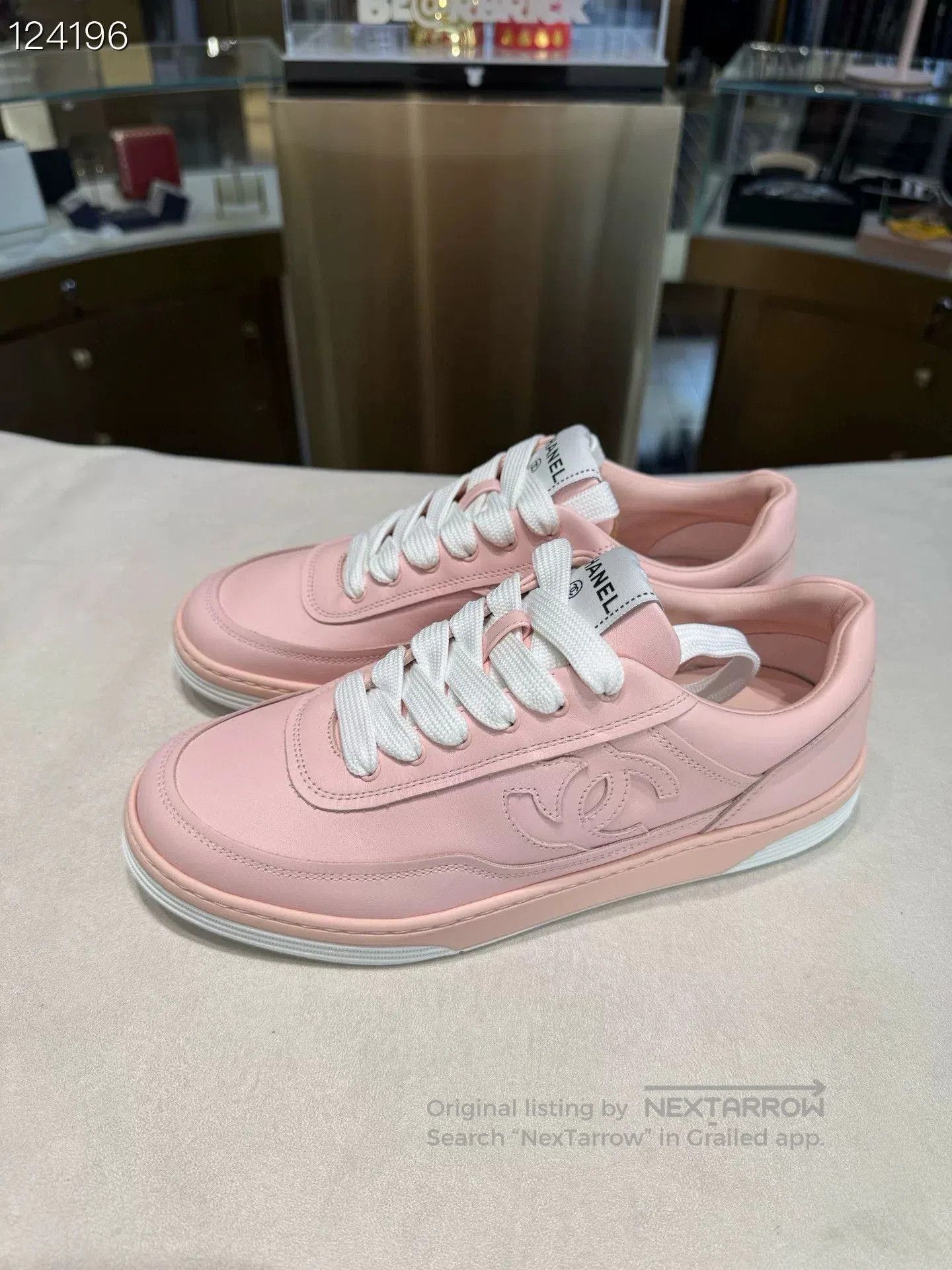 Chanel Chanel Pink Leather Sneakers. Size US 7 / IT 37 - 2 Thumbnail