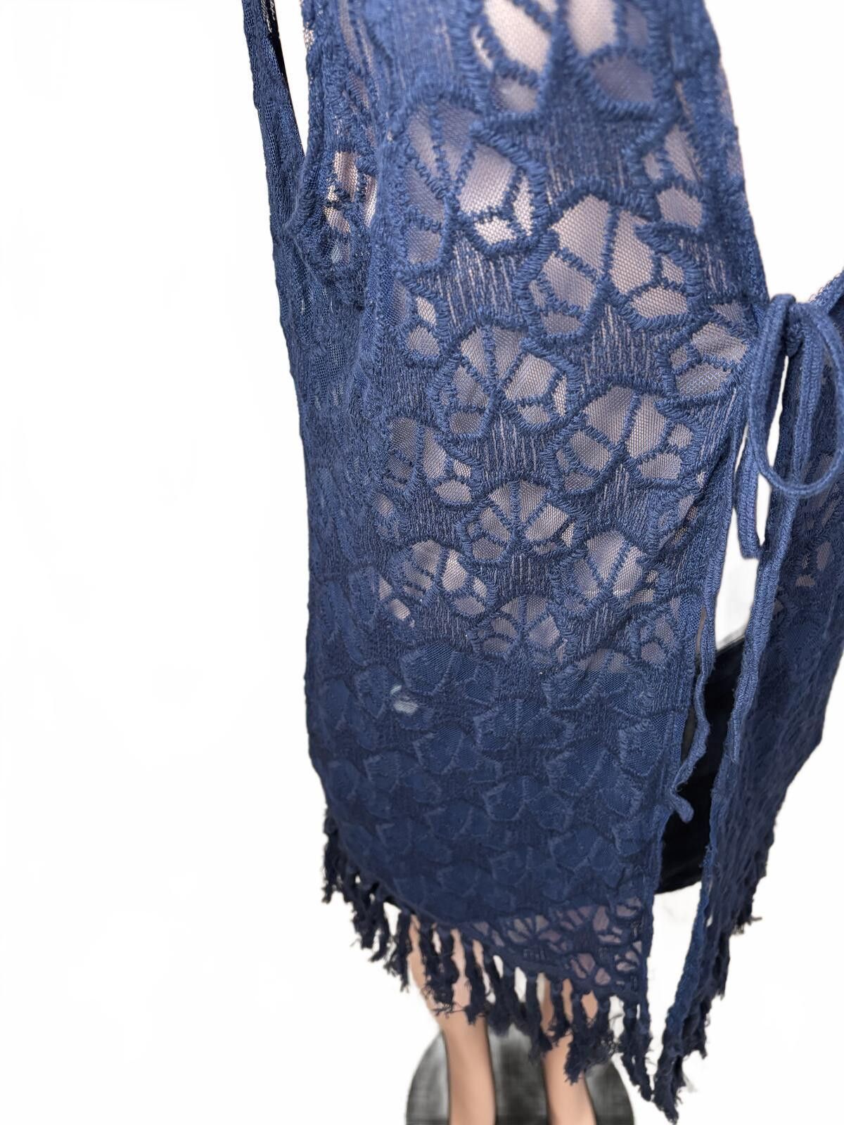 Other Boho Crochet Fringe Vest Sheer Festival Y2K. Large. Size ONE SIZE - 3 Thumbnail