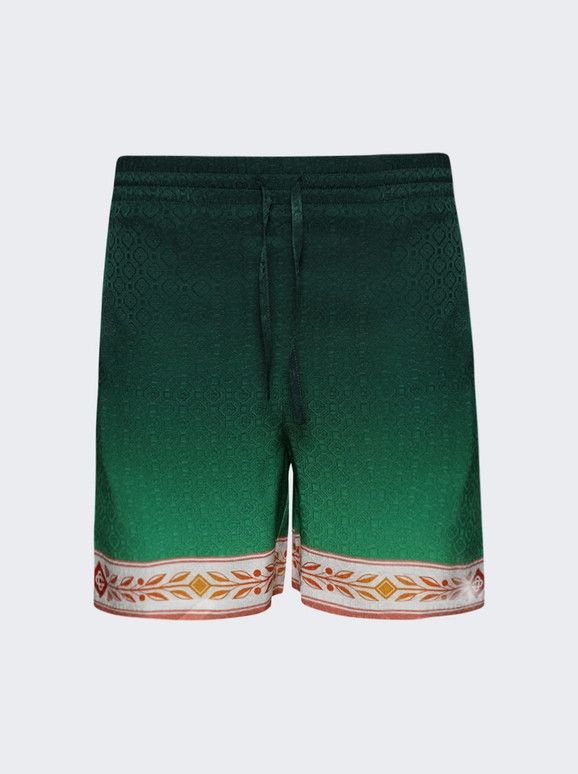 Casablanca o1mle0326 Drawstring Silk Shorts Unity Is Power in Green Size US 38 / EU 54 - 1 Thumbnail