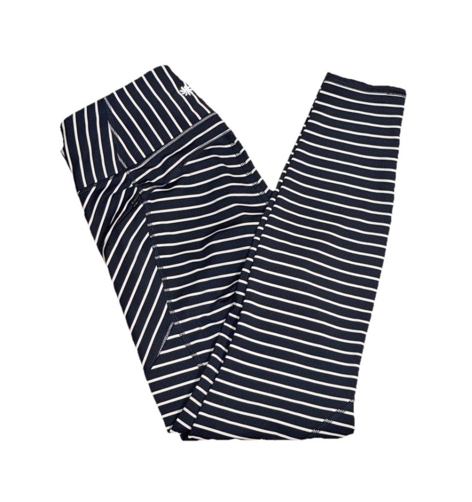 Athleta ATHLETA STRIPE CONTENDER LEGGING 25” NAVY WHITE SIZE SMALL Size 27" / US 4 / IT 40 - 1 Thumbnail