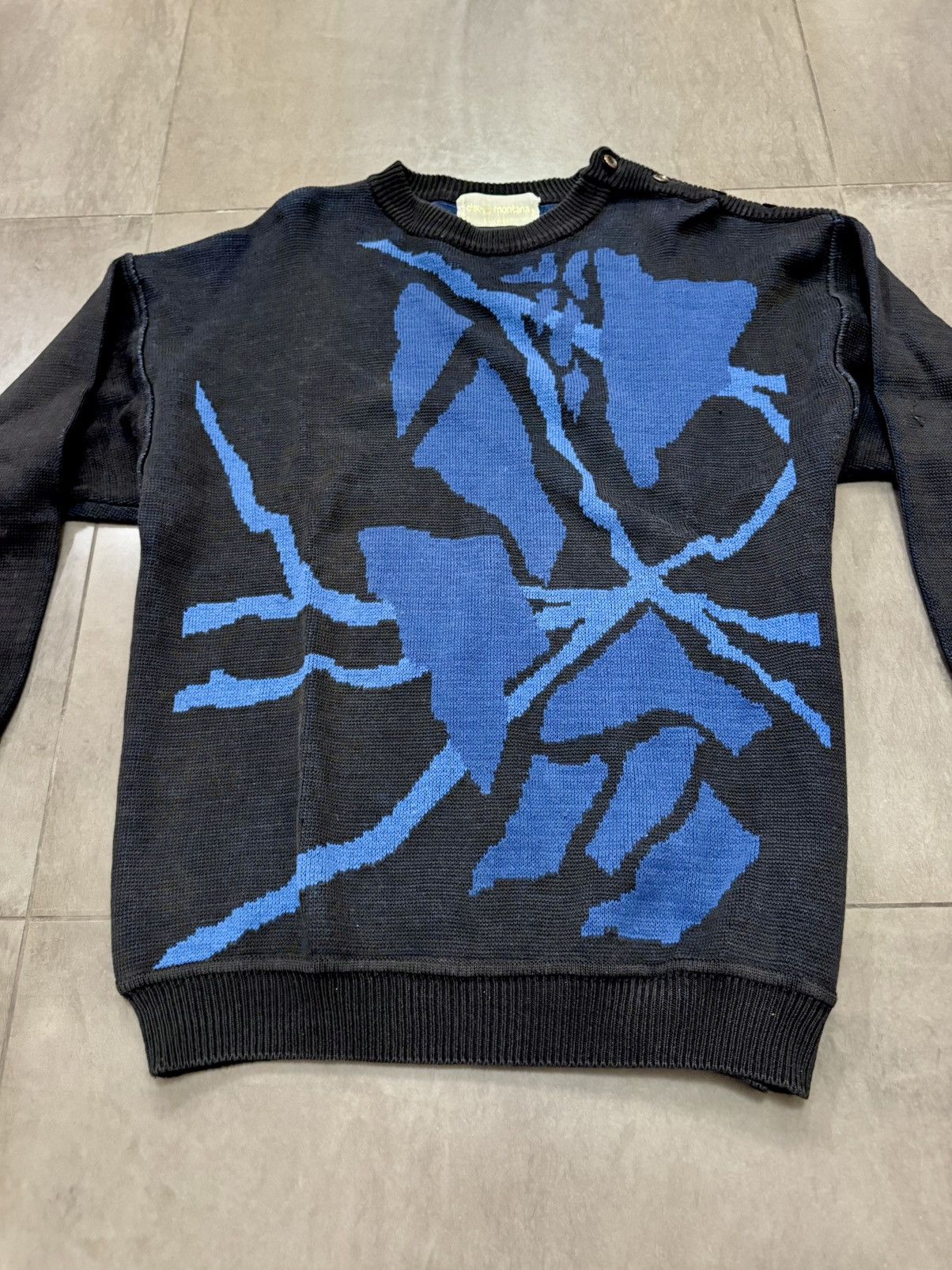 Claude Montana Vintage 1980s Claude Montana Shattered Graphic Knit Sweater Size US M / EU 48-50 / 2 - 2 Thumbnail