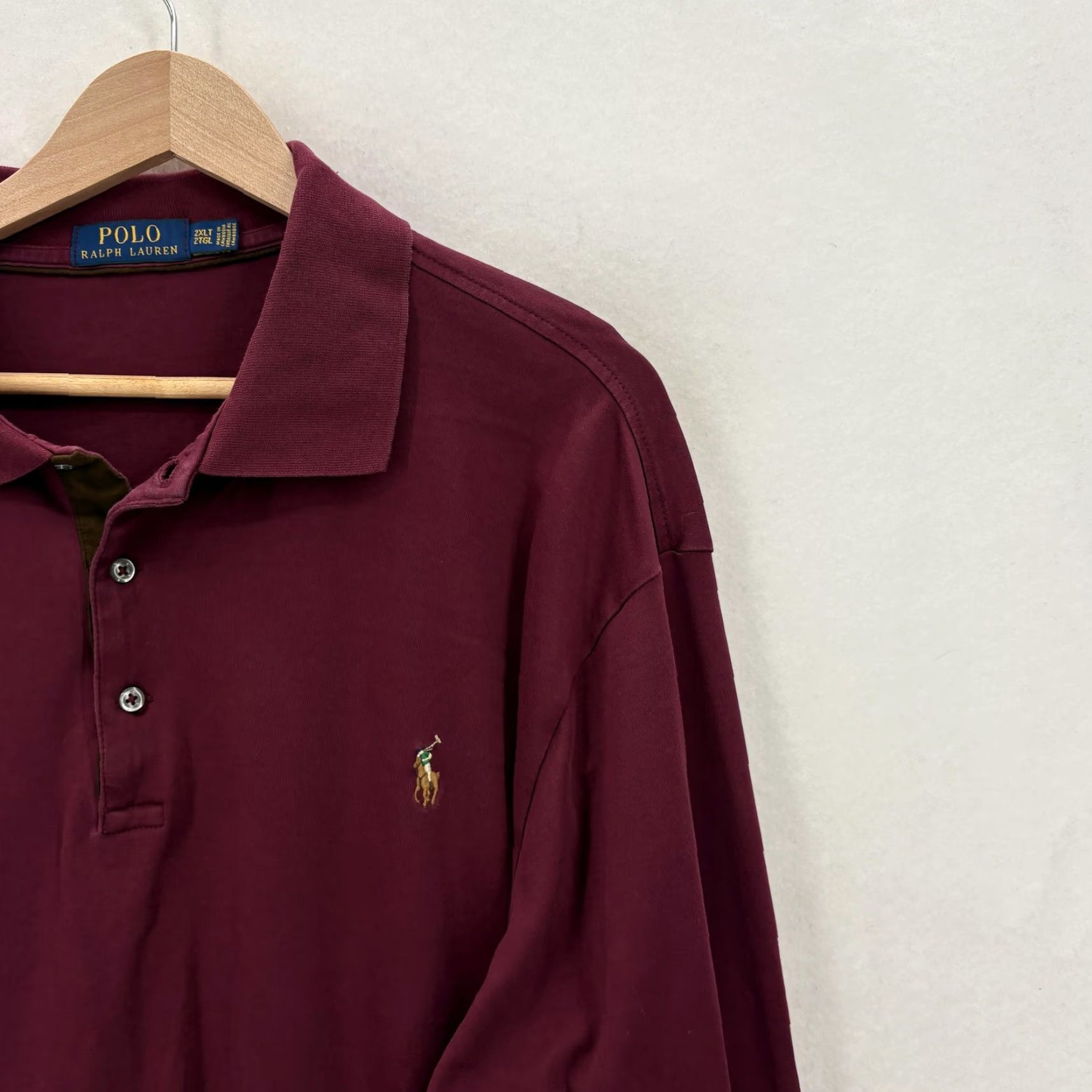 Polo Ralph Lauren Polo Ralph Lauren Polo Shirt Mens 2XLT Red Classic Fit Long Sleeve Pony Logo Size US XXL / EU 58 / 5 - 2 Thumbnail