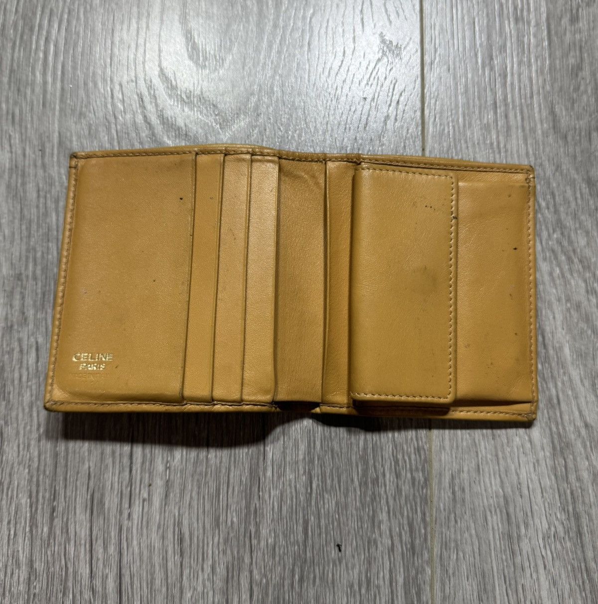 Celine × Vintage CELINE Macadam Triomphe Bi-Fold Wallet Leather Beige Brown Size ONE SIZE - 8 Thumbnail