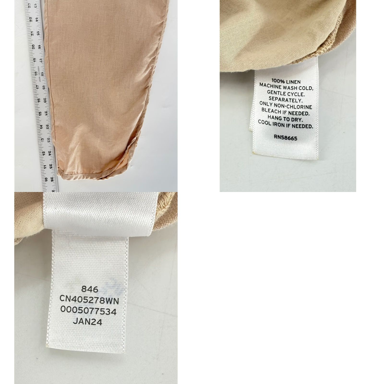 Vintage Caslon Pants Plus Size 1x Beige 100% Linen Drawstring Boho Coastal Preppy Size 40" / US 18 - 8 Thumbnail