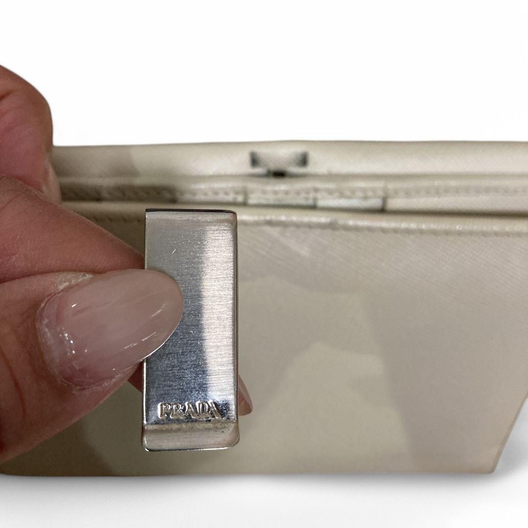Prada Prada - Saffiano White Beige Leather Wallet Bifold Cardhold Size ONE SIZE - 6 Thumbnail