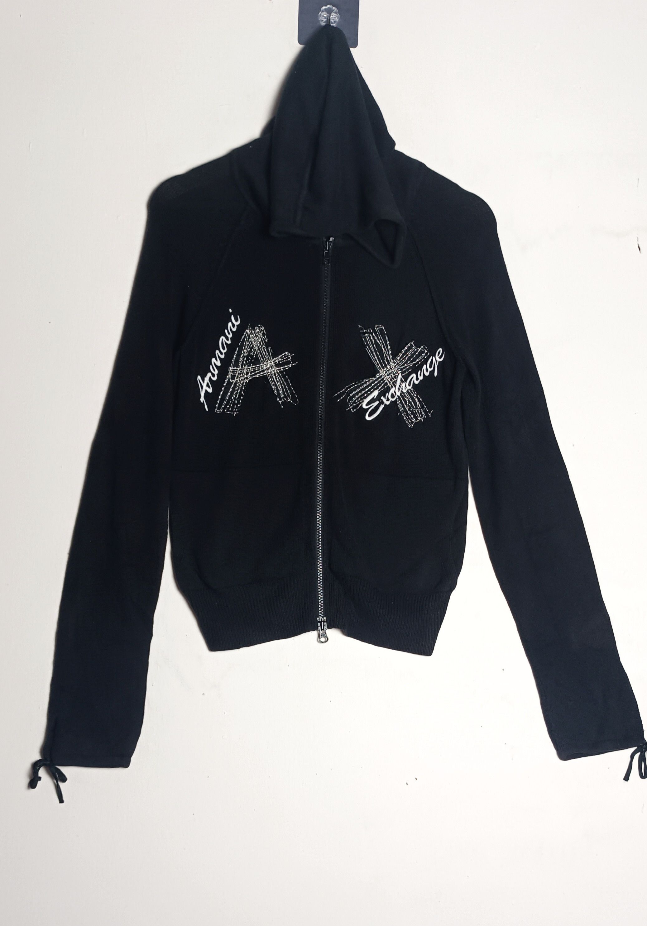 Armani A/X ARMANI EXCHANGE Black Embroidered Zip hoodie Size US M / EU 48-50 / 2 - 1 Thumbnail