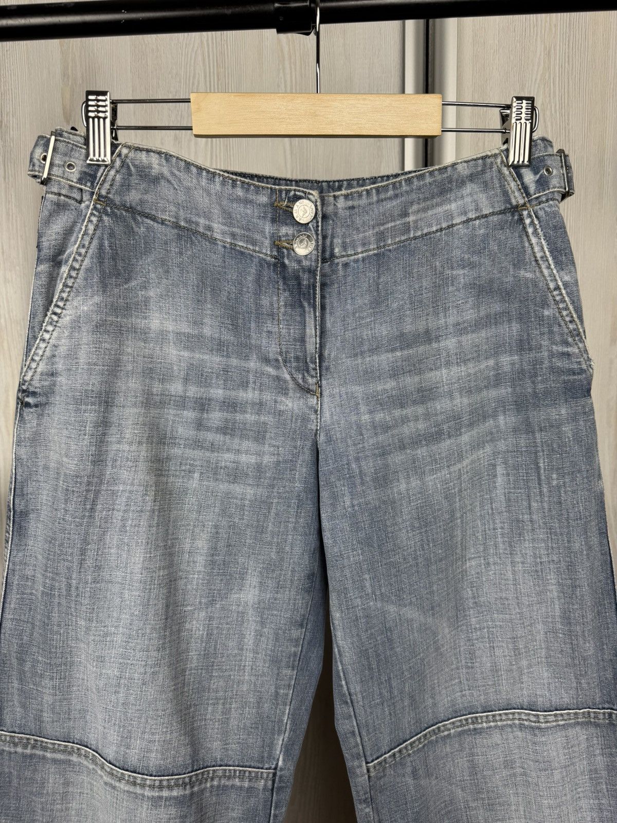 Armani Armani Jeans Blue Flared Wide leg double knee denim jeans Size 30" / US 8 / IT 44 - 3 Thumbnail